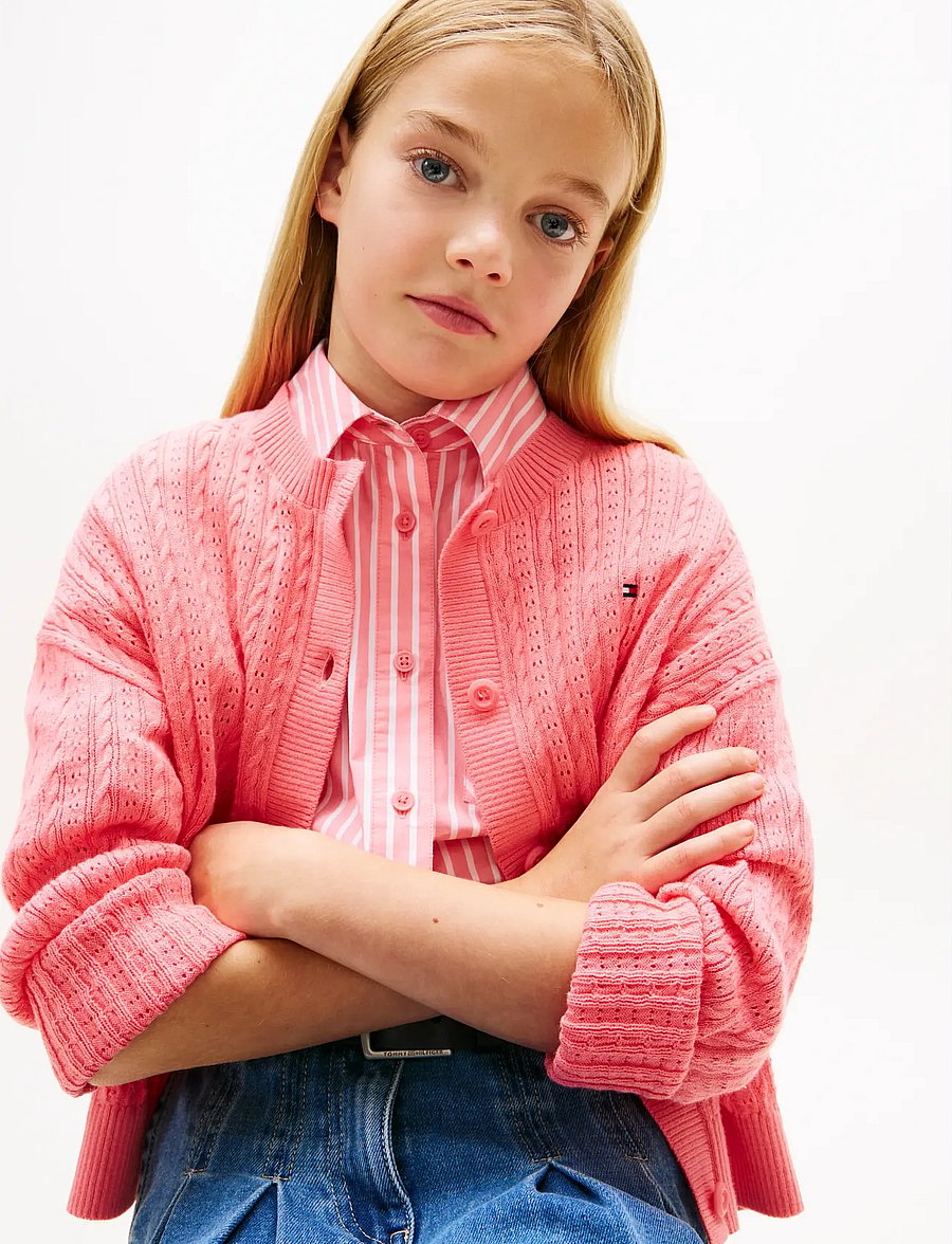Tommy Hilfiger - POINTELLE CABLE CARDIGAN - cardigans - tropical blush - 4