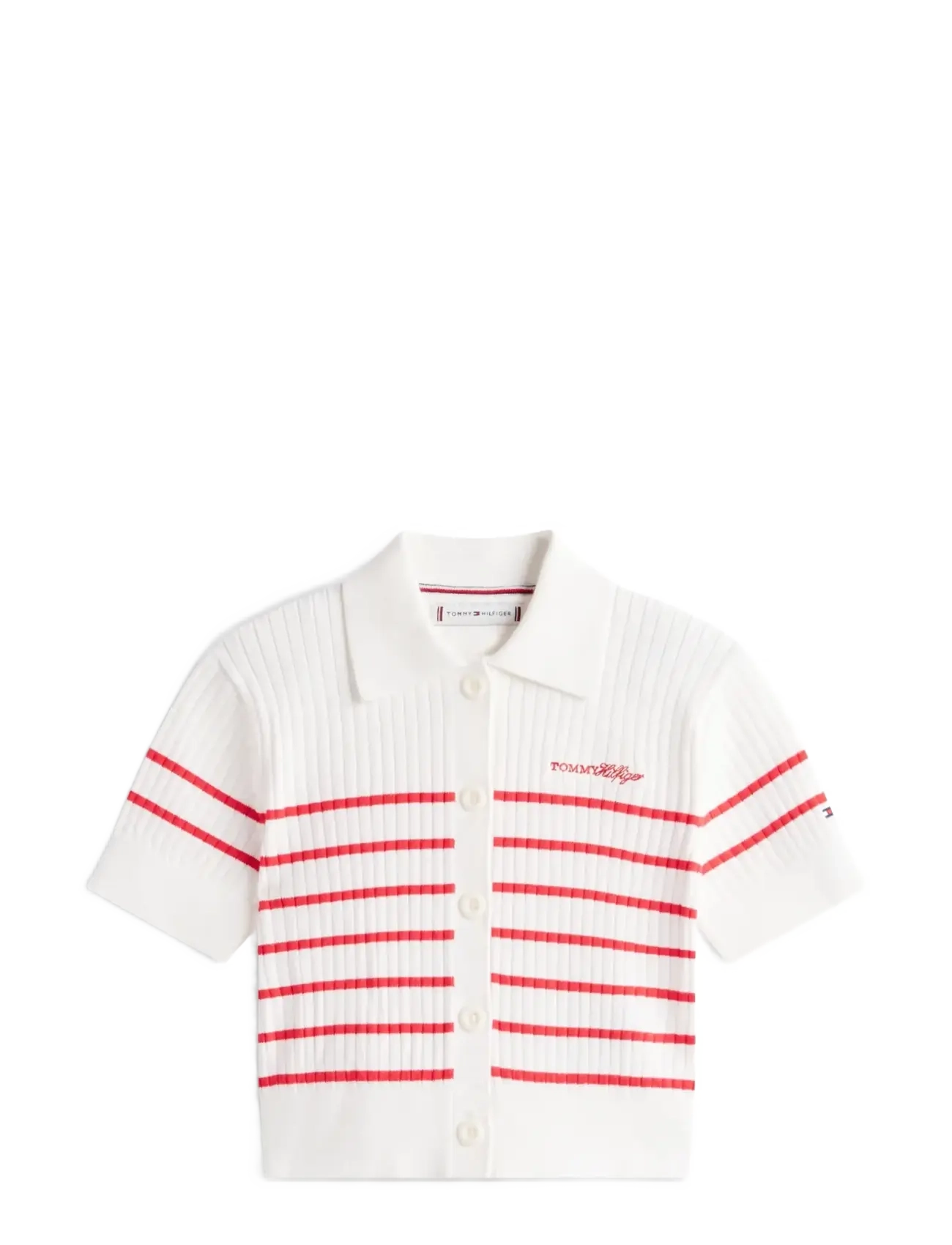 Tommy Hilfiger SWEATER RIB POLO SS - Pluusid - RED ALERT / white