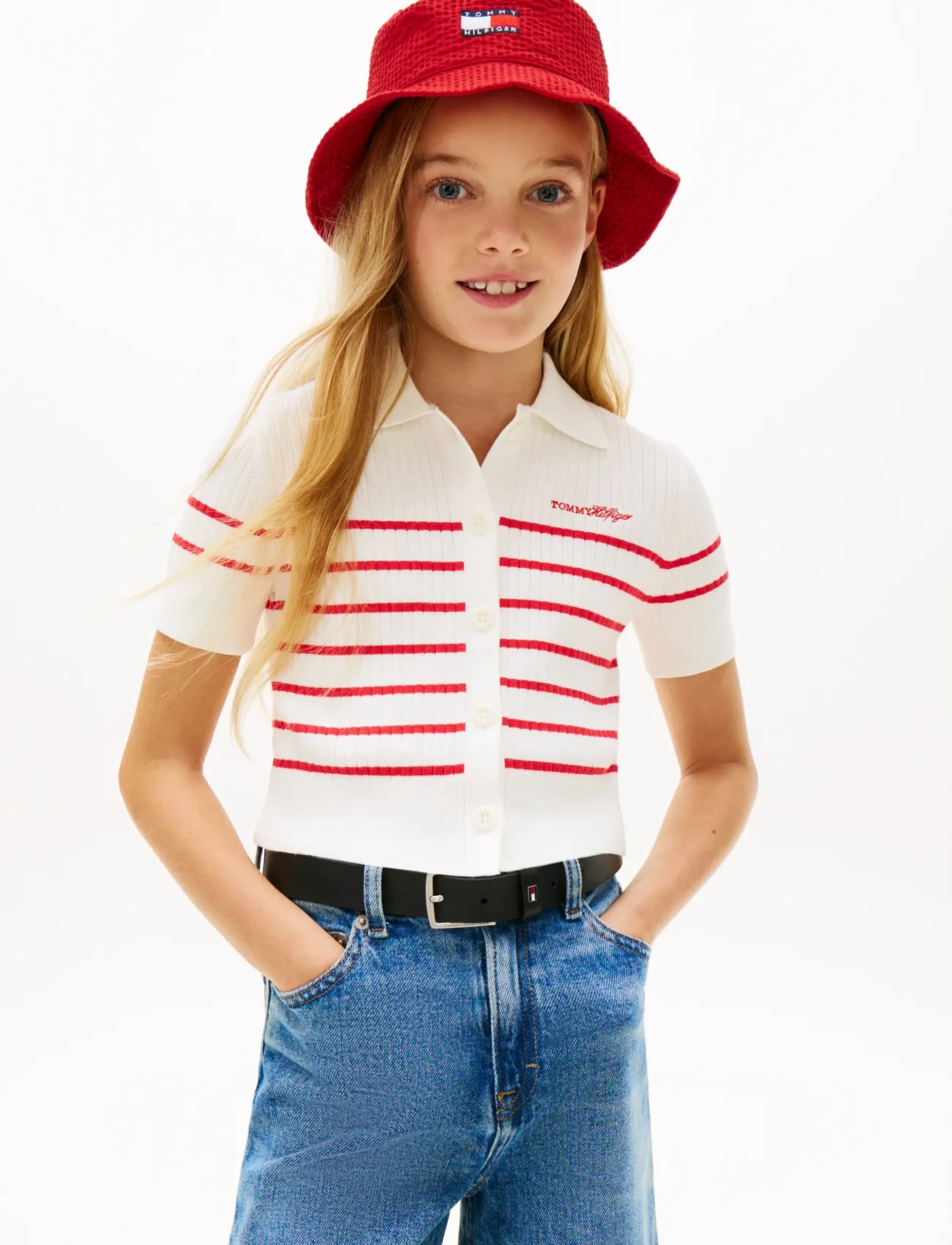 Tommy Hilfiger SWEATER RIB POLO SS - Oberteile - RED ALERT / white