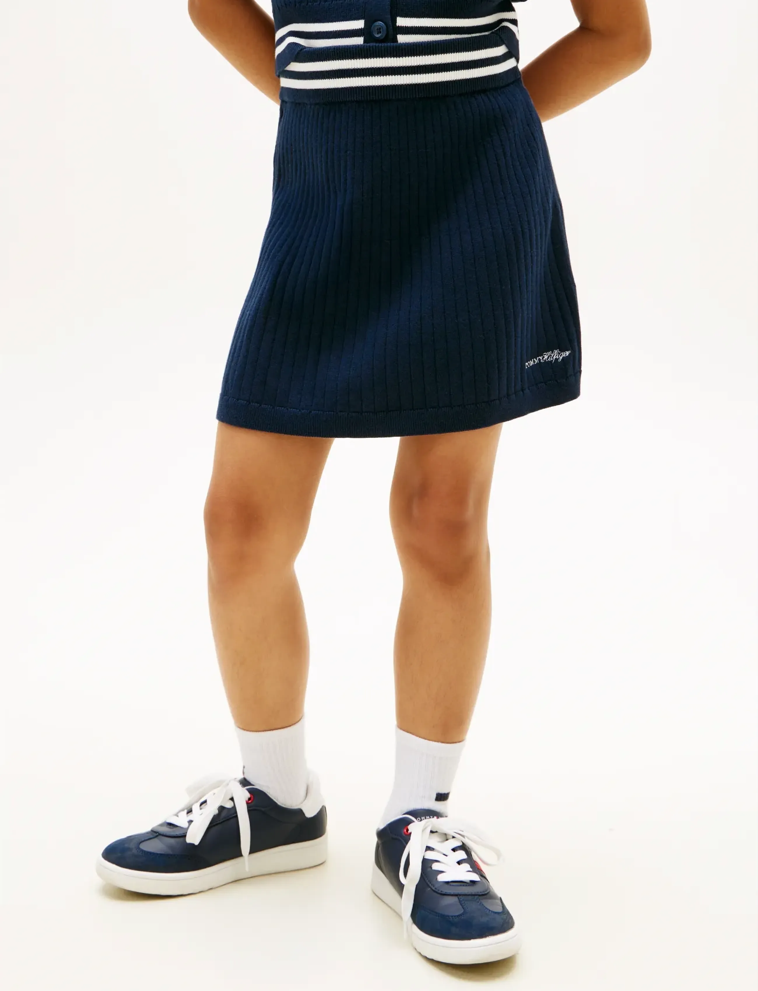 Tommy Hilfiger Sweater Rib Skirt, 176, Röcke, Marineblau - Short Kinder