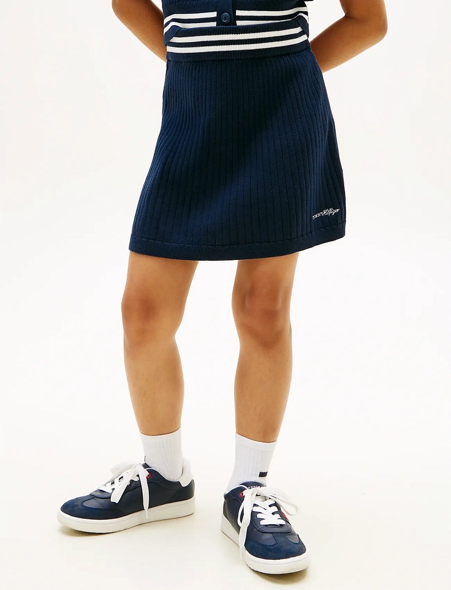 Tommy Hilfiger - SWEATER RIB SKIRT - korte nederdele - dark night navy - 0
