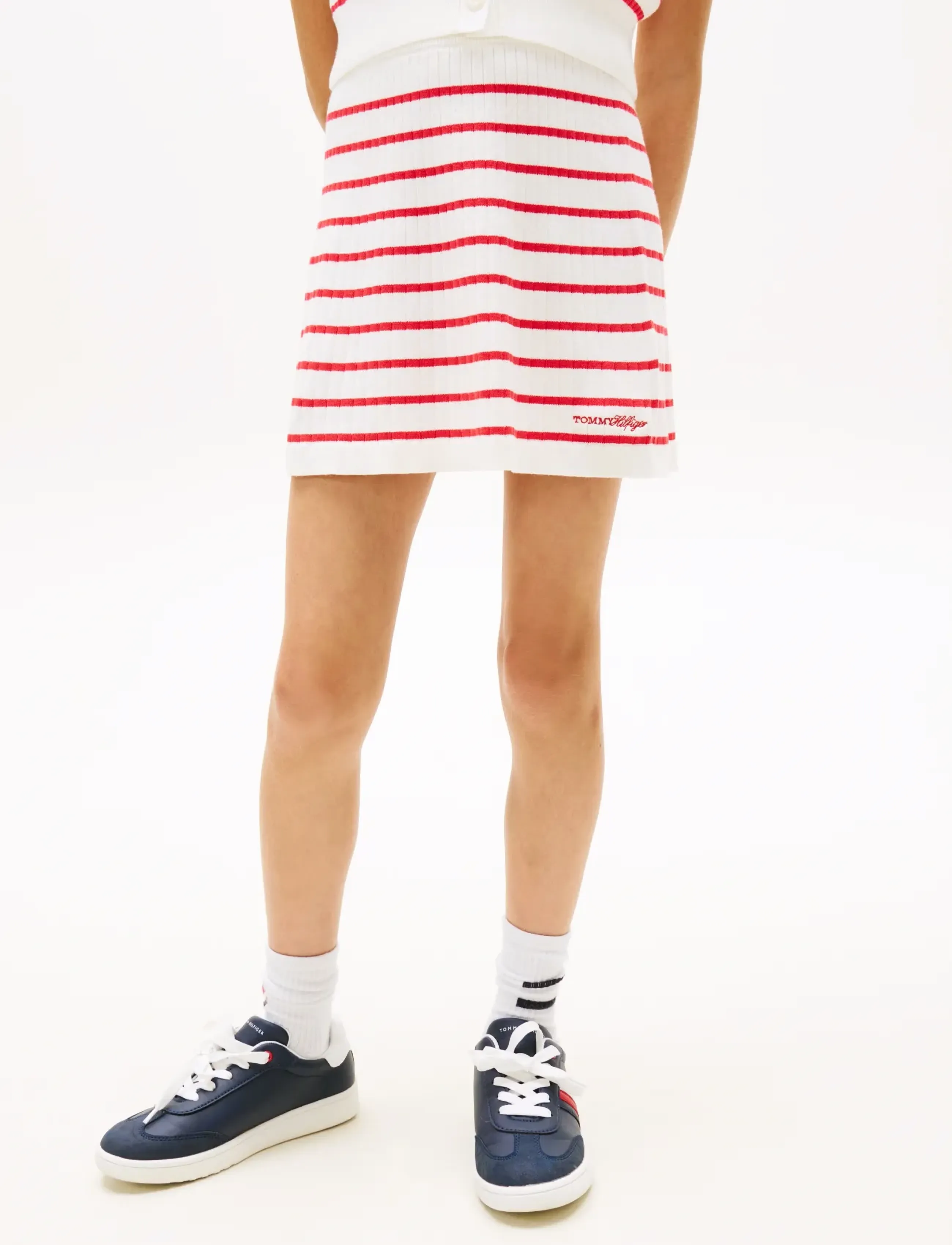 Tommy Hilfiger Sweater Rib Skirt, 128, Röcke, Rot - Short Kinder