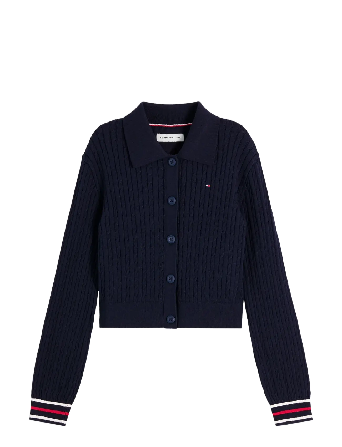 Tommy Hilfiger POLO COLLAR RIB CARDIGAN - Strickmode - DARK NIGHT NAVY / navy