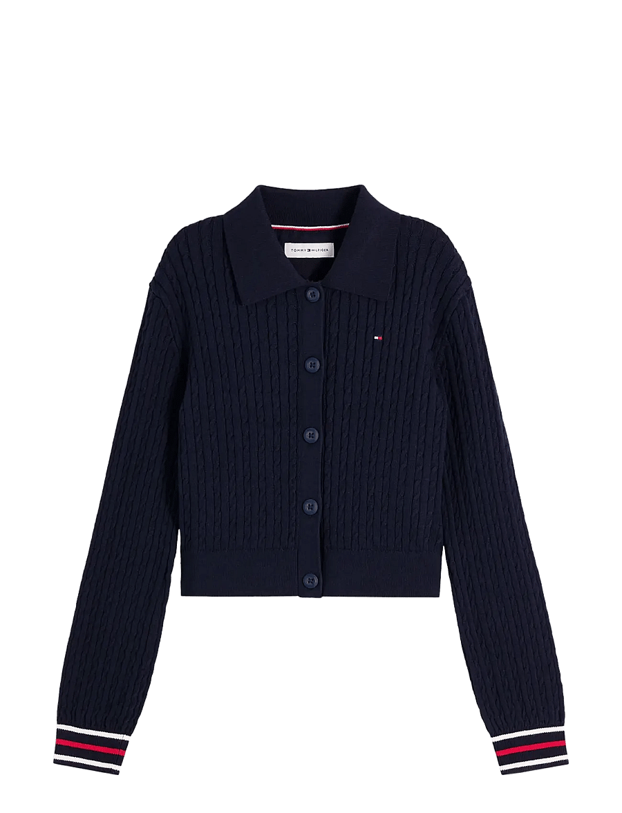 Tommy Hilfiger - POLO COLLAR RIB CARDIGAN - gilets - dark night navy - 1