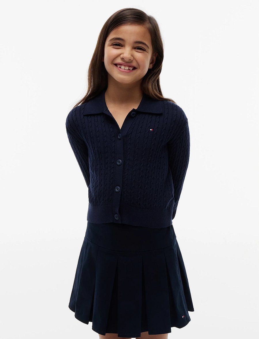 Tommy Hilfiger - POLO COLLAR RIB CARDIGAN - gilets - dark night navy - 0
