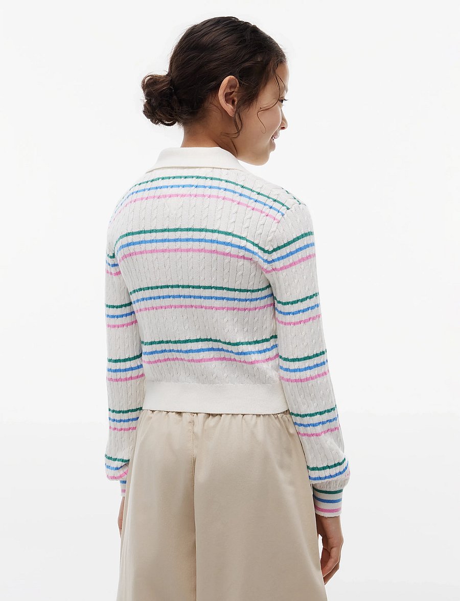 Tommy Hilfiger - POLO COLLAR RIB CARDIGAN - cardigans - ivory silk stripes - 2