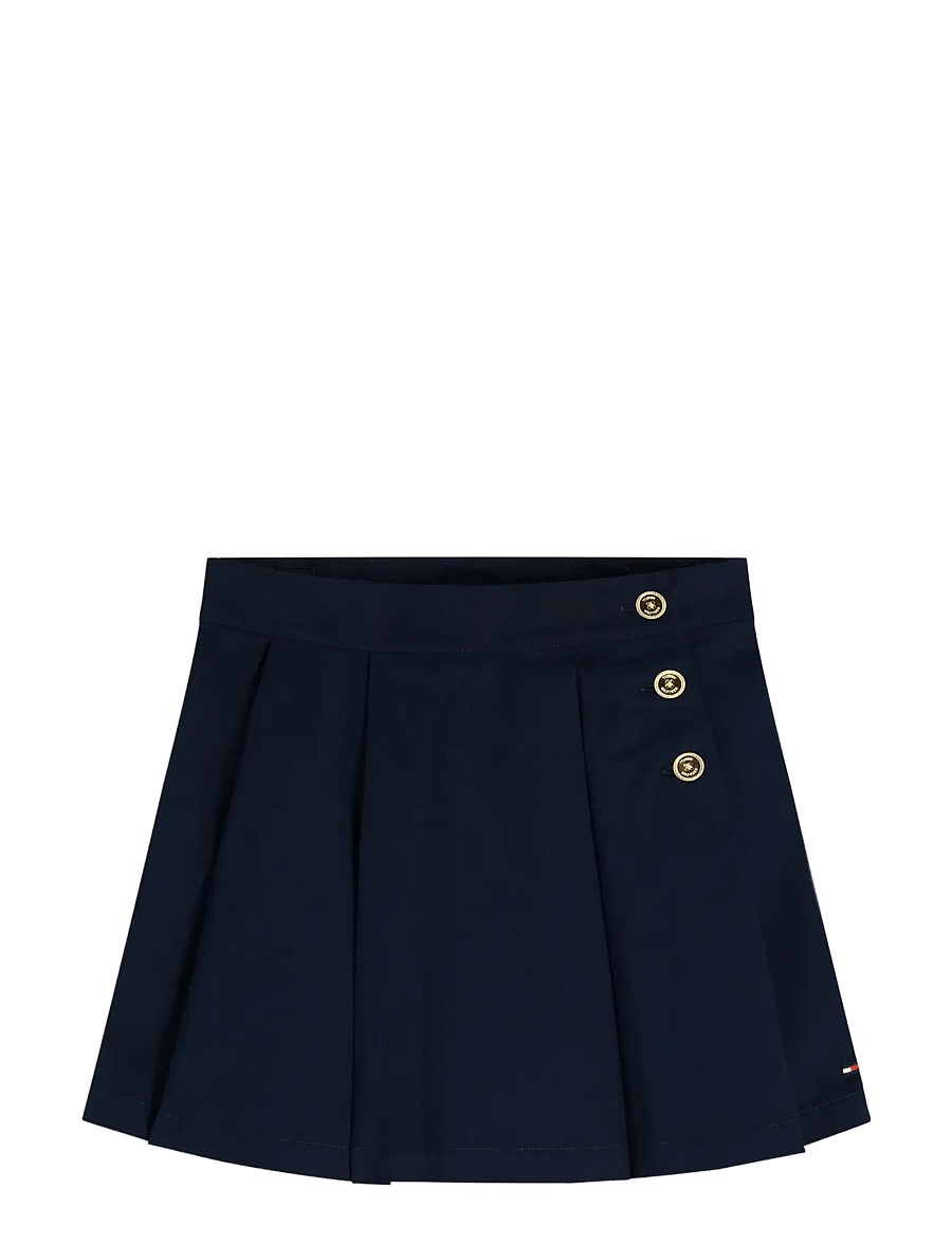 Tommy Hilfiger - GOLD BUTTON PLEATED SKIRT - kurze röcke - dark night navy - 1