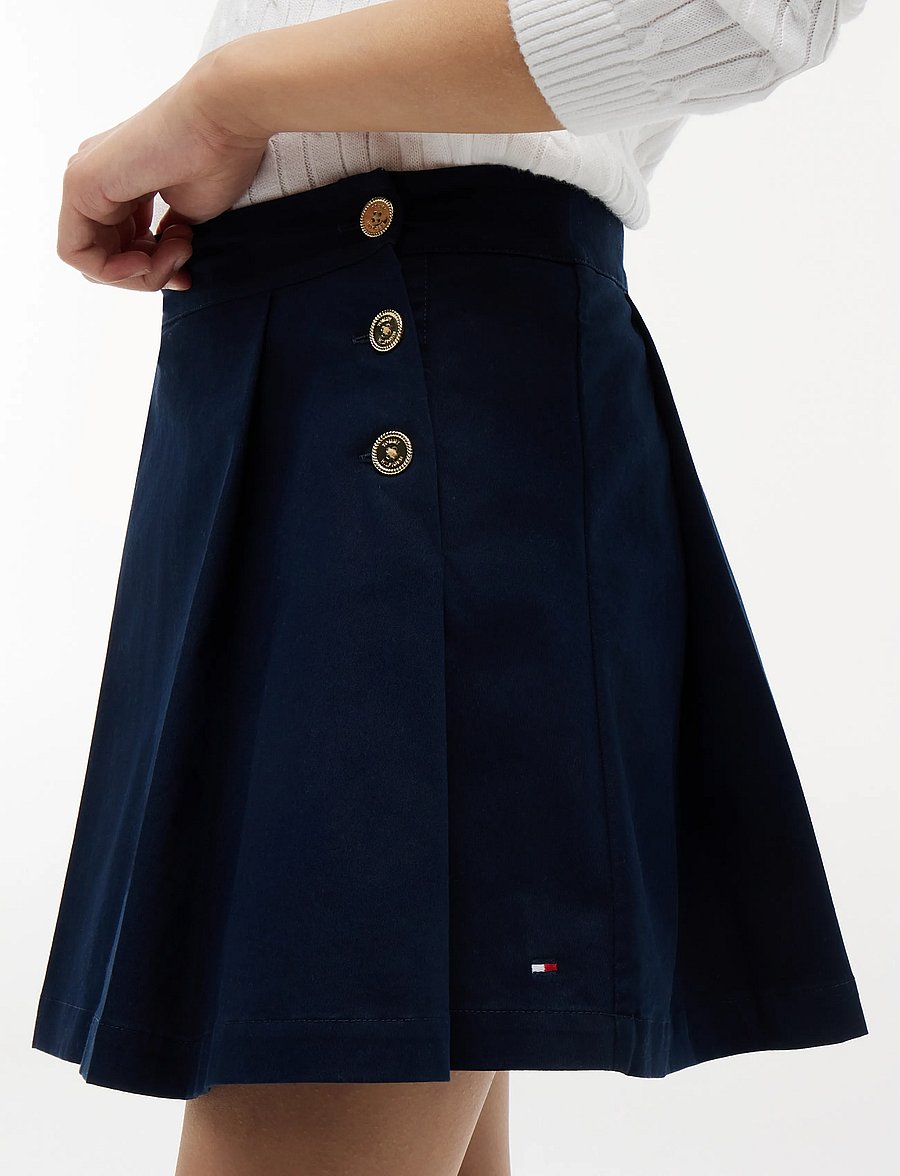 Tommy Hilfiger - GOLD BUTTON PLEATED SKIRT - kurze röcke - dark night navy - 4