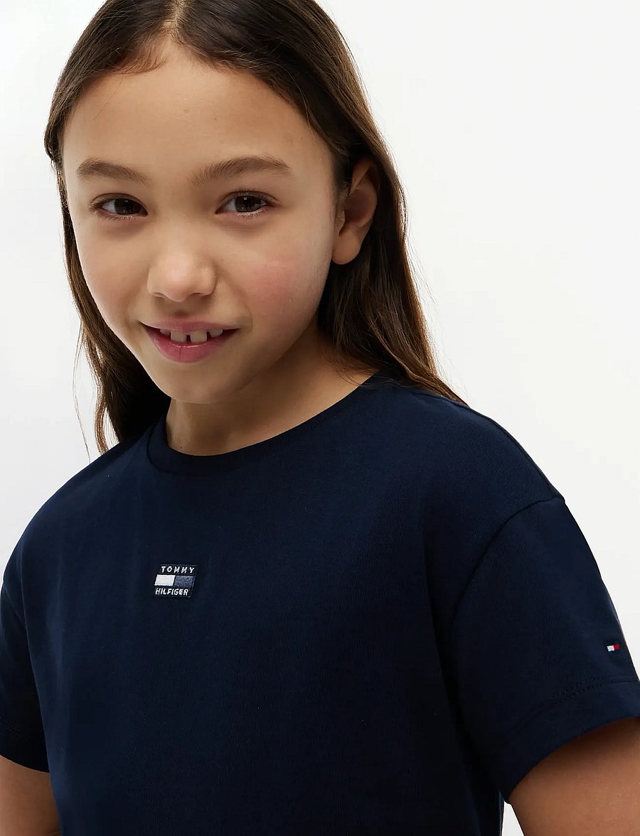 Tommy Hilfiger - TONAL FLAG TEE S/S - kortærmede t-shirts - dark night navy - 3