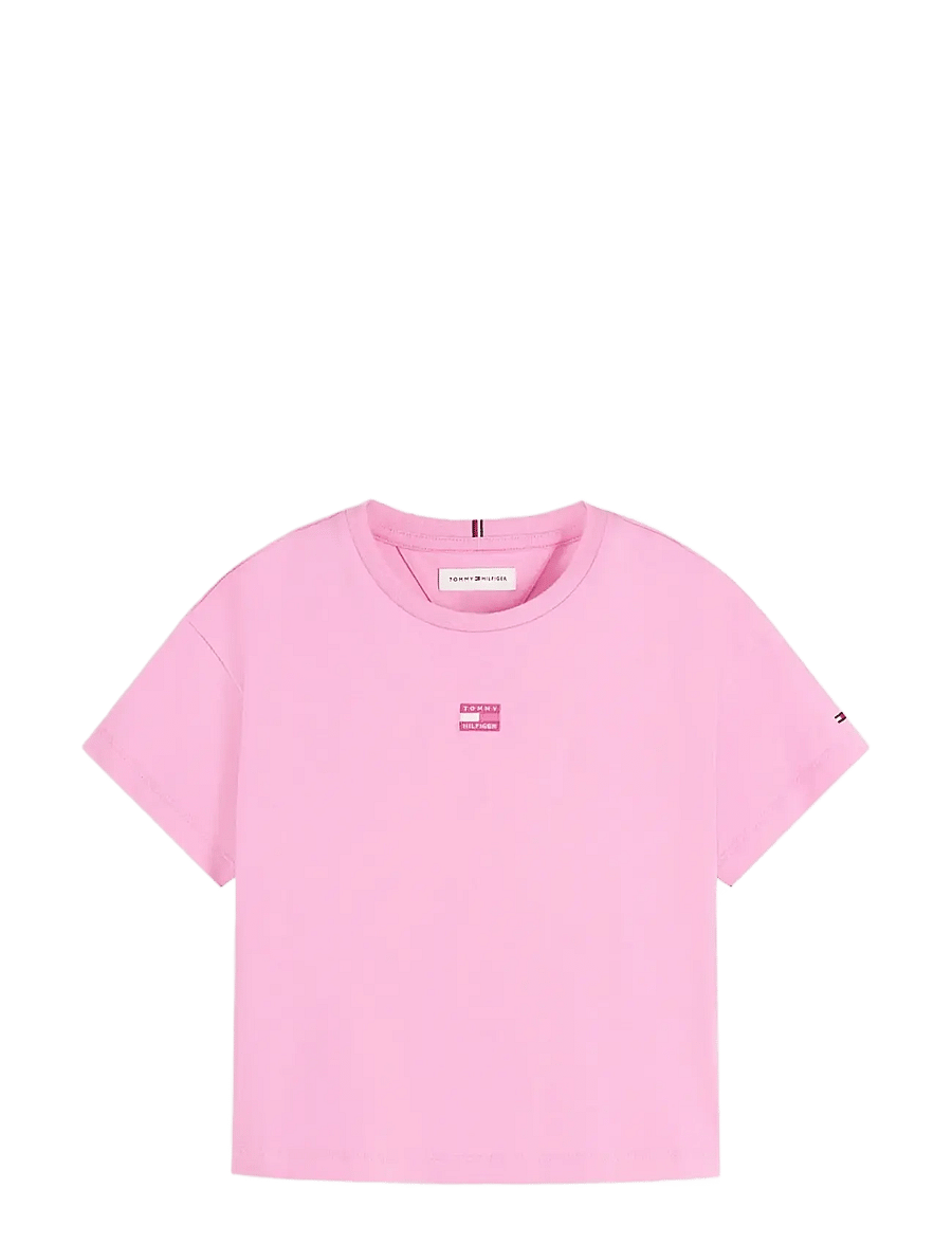 Tommy Hilfiger - TONAL FLAG TEE S/S - kortærmede t-shirts - pink daisy - 1