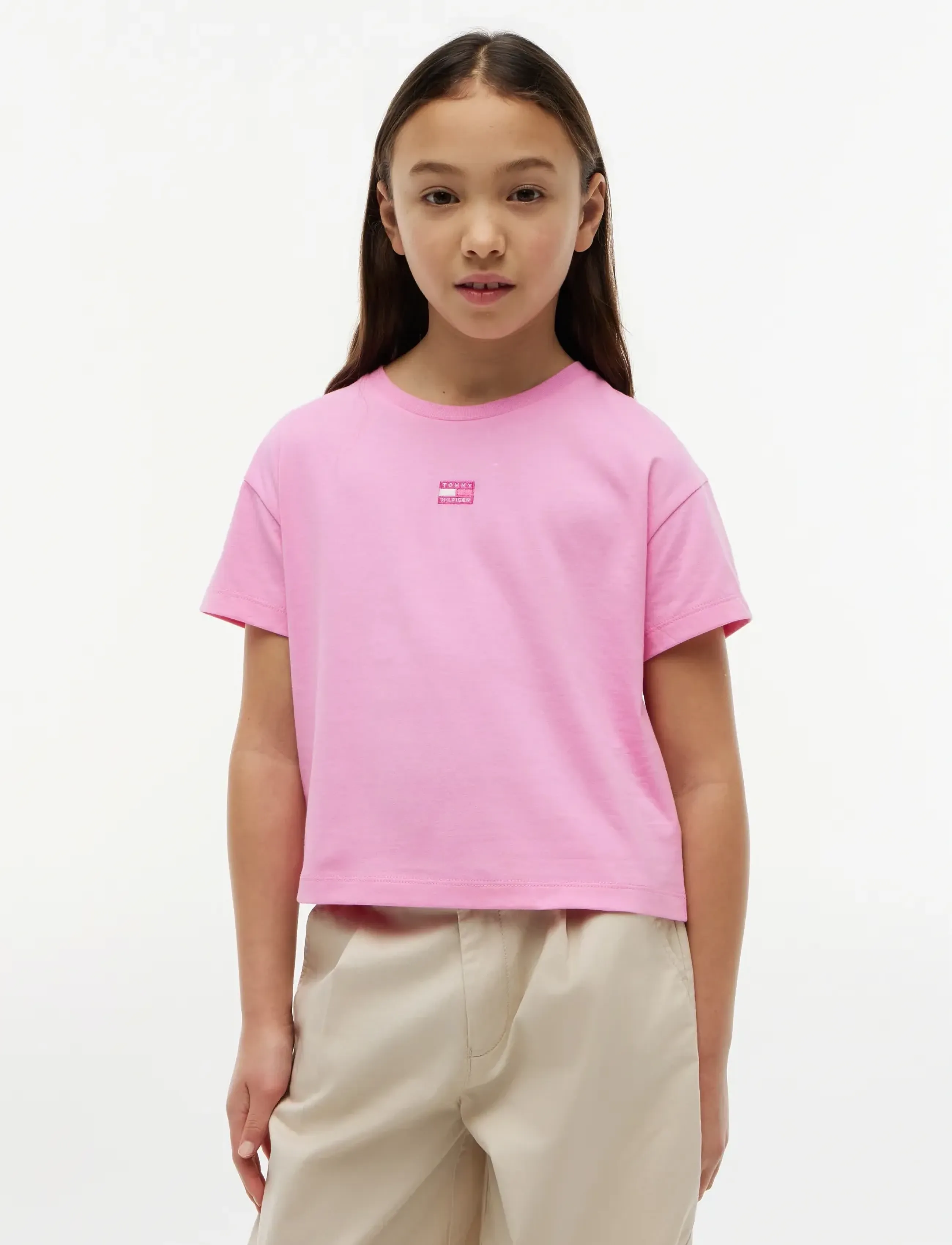 Tommy Hilfiger TONAL FLAG TEE S/S - Baby products - PINK DAISY / pink/rose