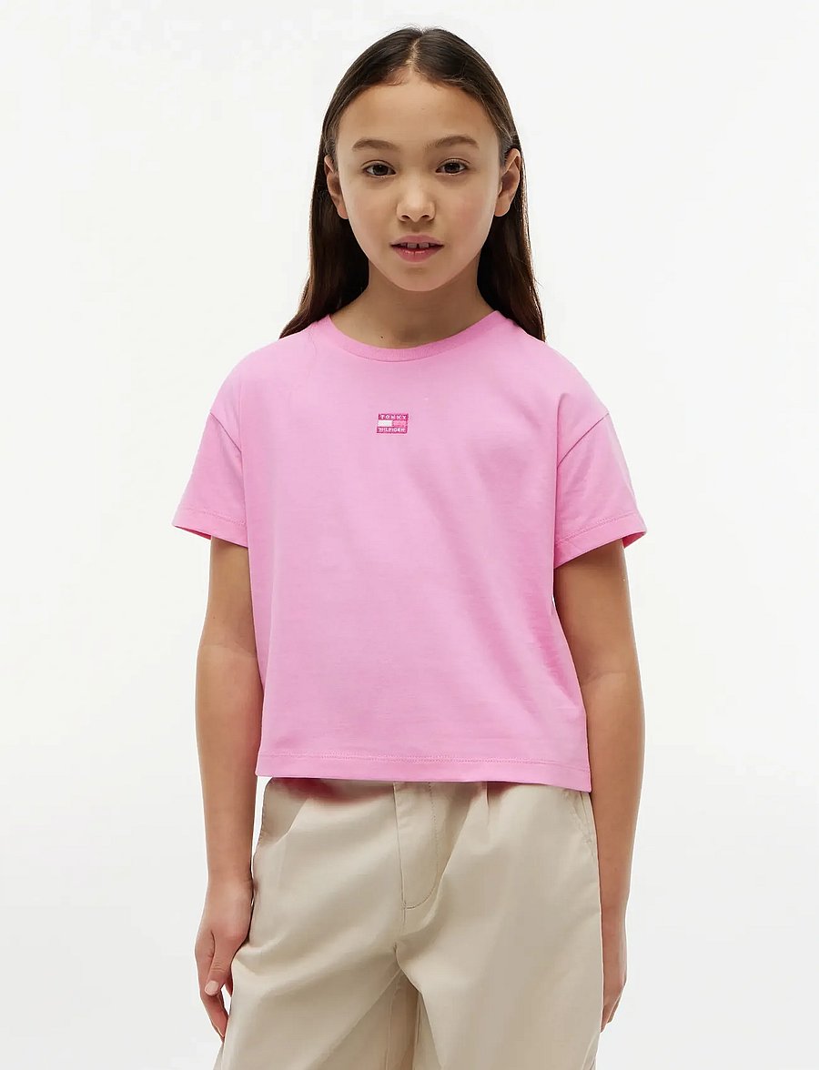 Tommy Hilfiger - TONAL FLAG TEE S/S - kortærmede t-shirts - pink daisy - 0
