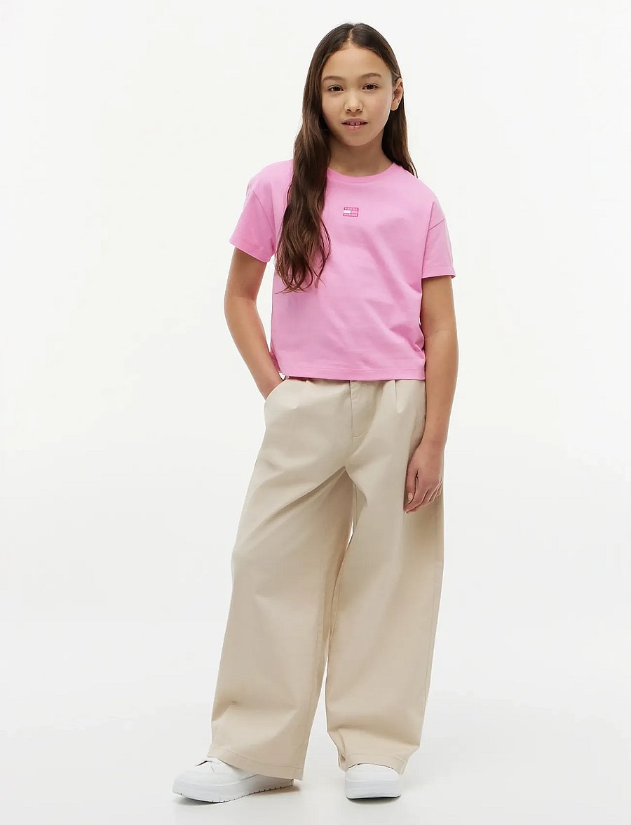 Tommy Hilfiger - TONAL FLAG TEE S/S - kortærmede t-shirts - pink daisy - 4
