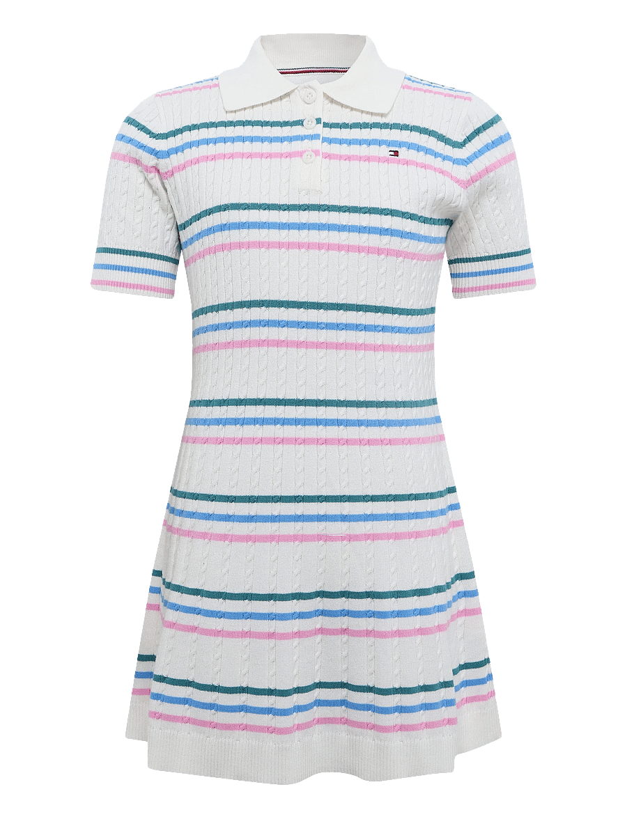 Tommy Hilfiger - POLO SWEATER DRESS - lühikeste varrukatega beebikleidid - ivory silk stripes - 1