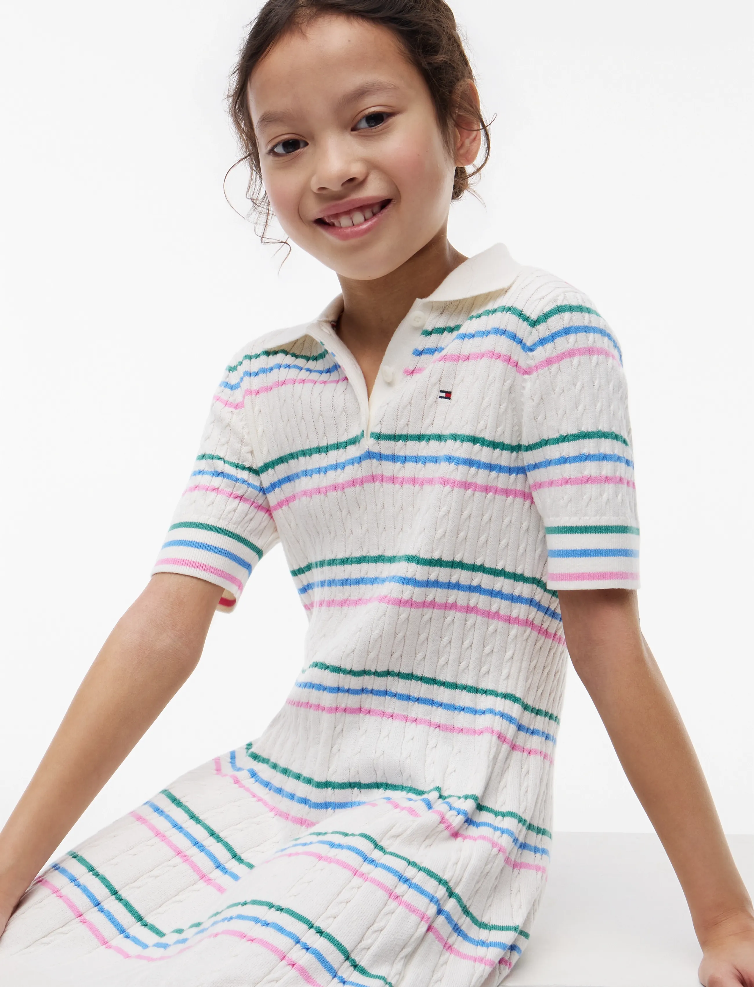 Tommy Hilfiger - POLO SWEATER DRESS - ivory silk stripes - 3