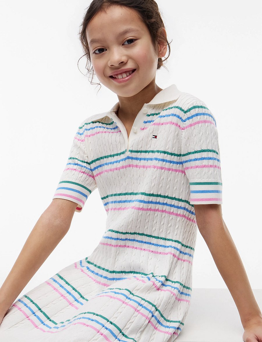 Tommy Hilfiger - POLO SWEATER DRESS - lühikeste varrukatega beebikleidid - ivory silk stripes - 3