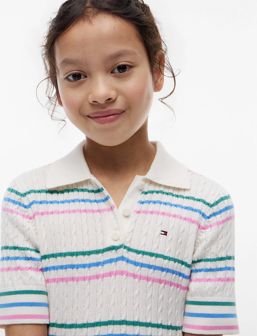 Tommy Hilfiger - POLO SWEATER DRESS - lühikeste varrukatega beebikleidid - ivory silk stripes - 4
