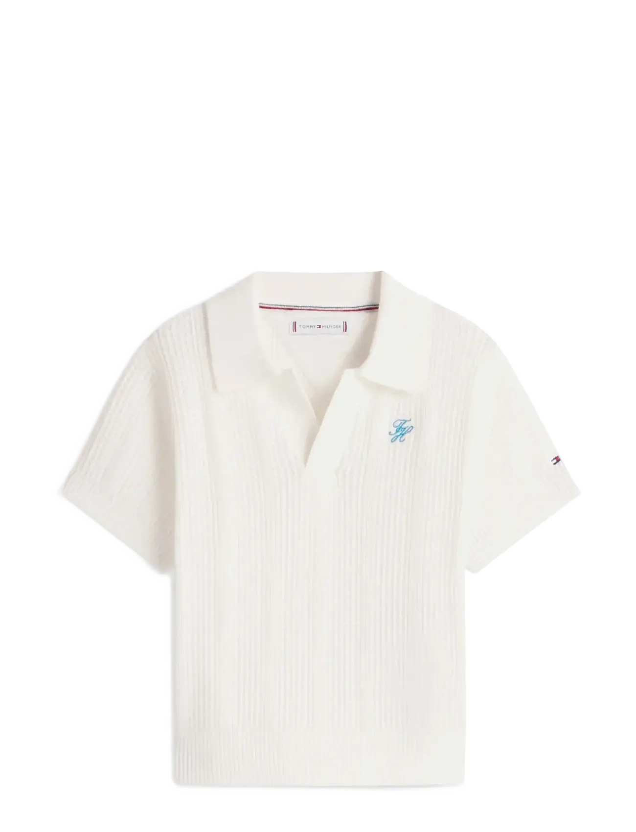 Tommy Hilfiger CROCHET STITCH TOP - Riided - IVORY SILK / white