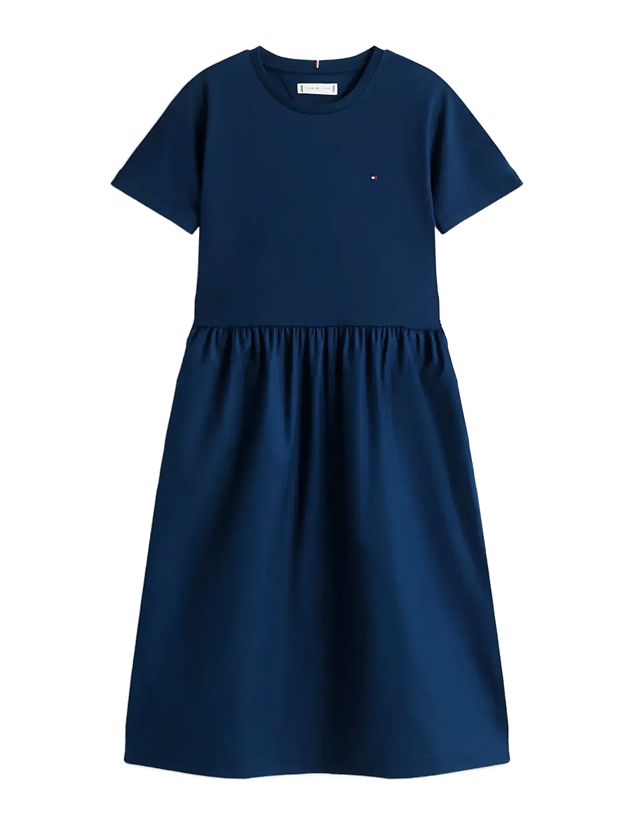 Tommy Hilfiger - MIX MEDIA DRESS SS - kurzärmelige freizeitkleider - dark night navy - 1