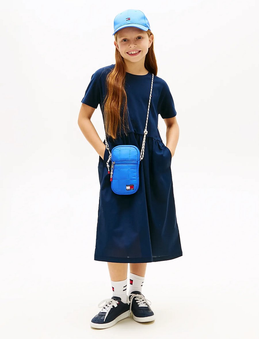 Tommy Hilfiger - MIX MEDIA DRESS SS - kurzärmelige freizeitkleider - dark night navy - 0