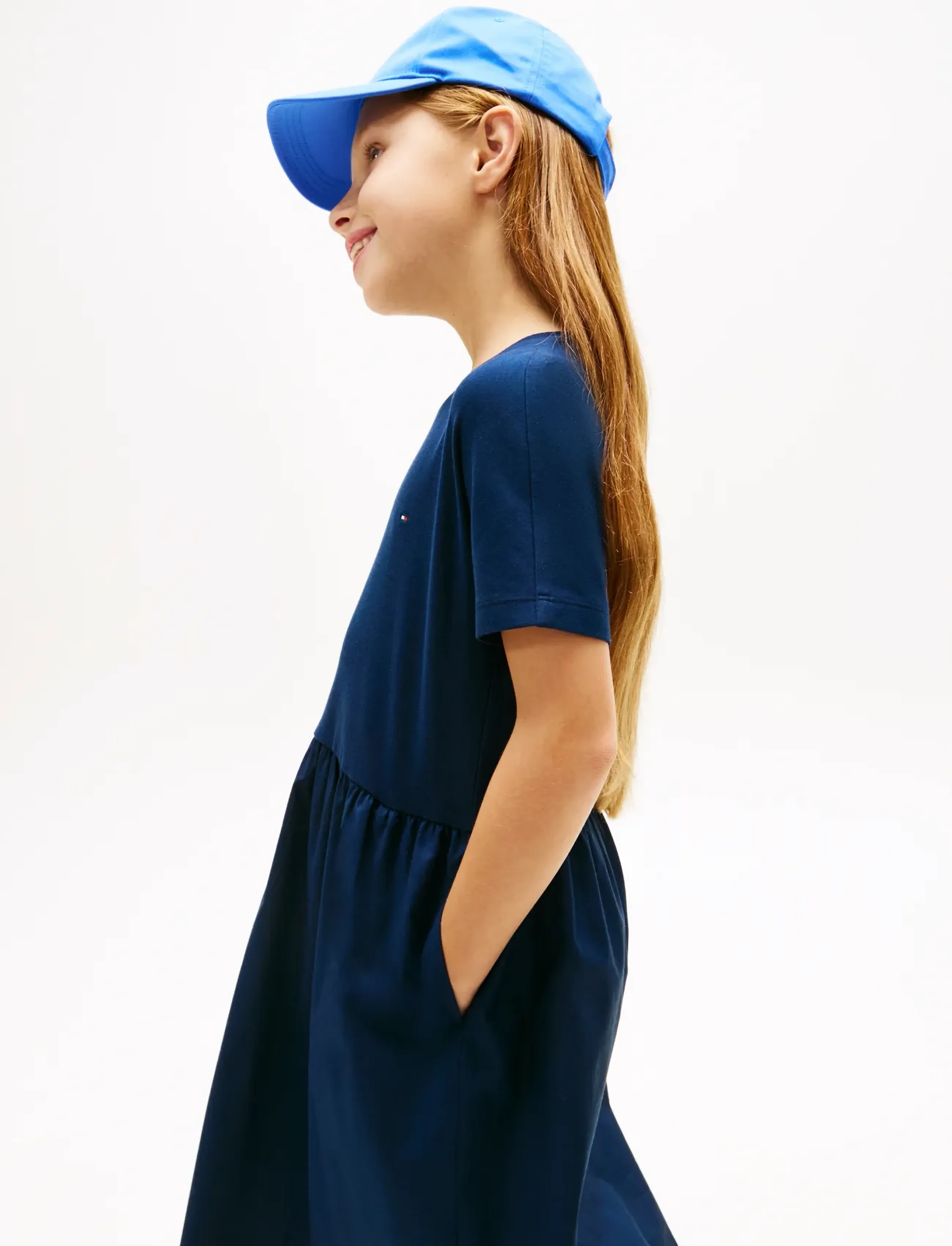Tommy Hilfiger - MIX MEDIA DRESS SS - kurzärmelige freizeitkleider - dark night navy - 3