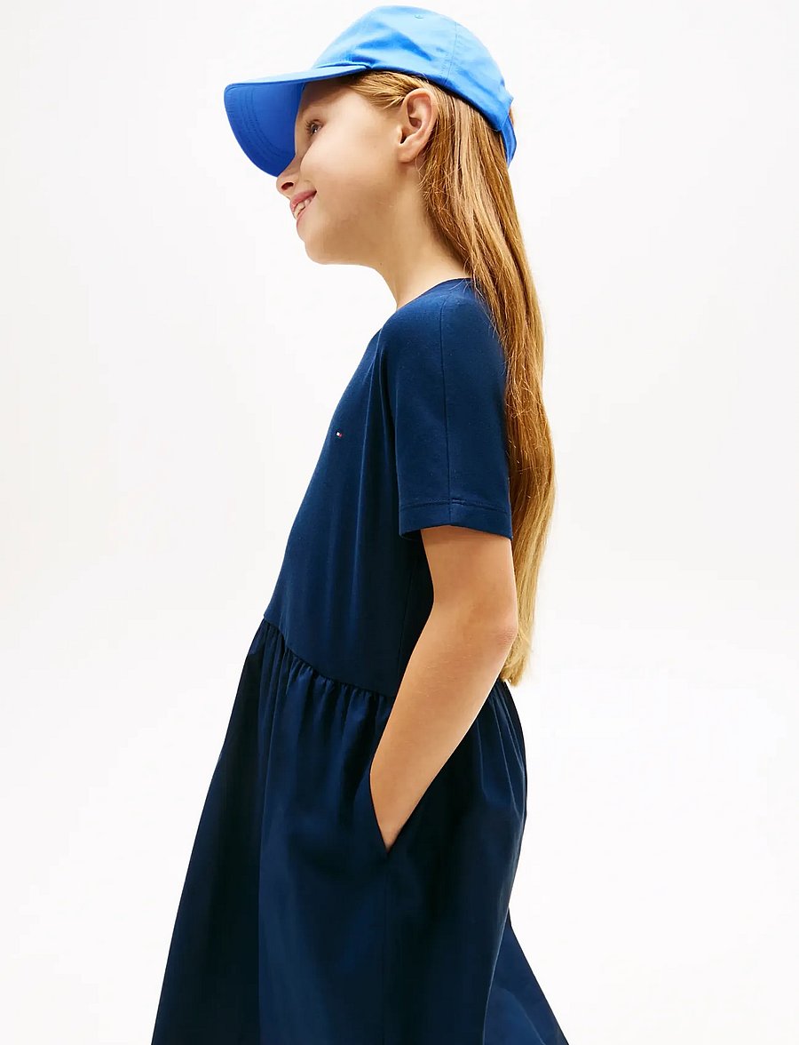 Tommy Hilfiger - MIX MEDIA DRESS SS - kurzärmelige freizeitkleider - dark night navy - 3