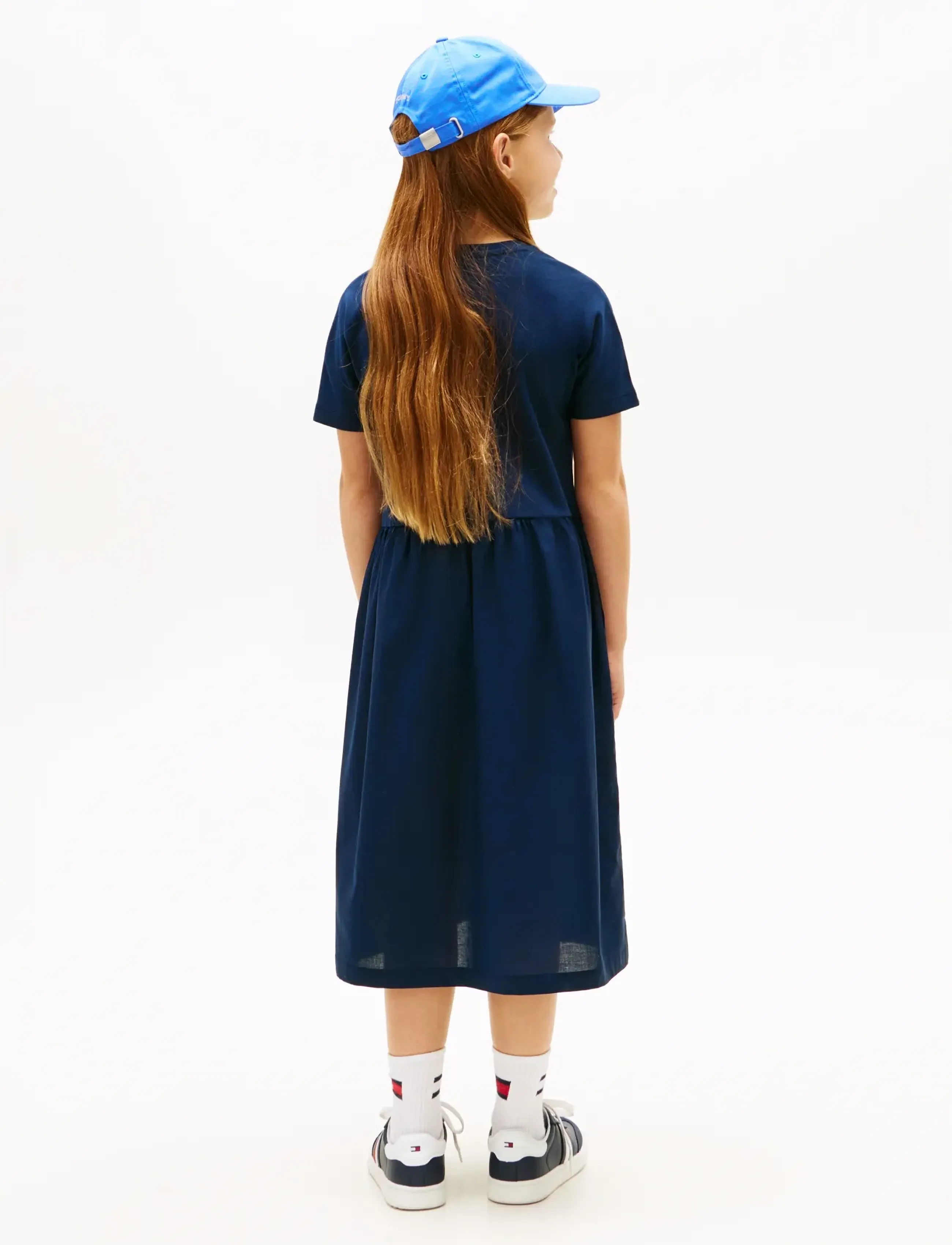 Tommy Hilfiger - MIX MEDIA DRESS SS - kurzärmelige freizeitkleider - dark night navy - 4