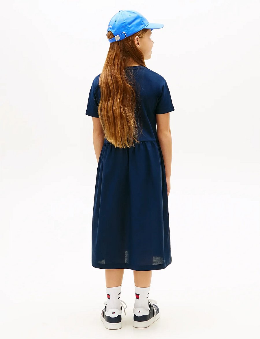 Tommy Hilfiger - MIX MEDIA DRESS SS - kurzärmelige freizeitkleider - dark night navy - 4