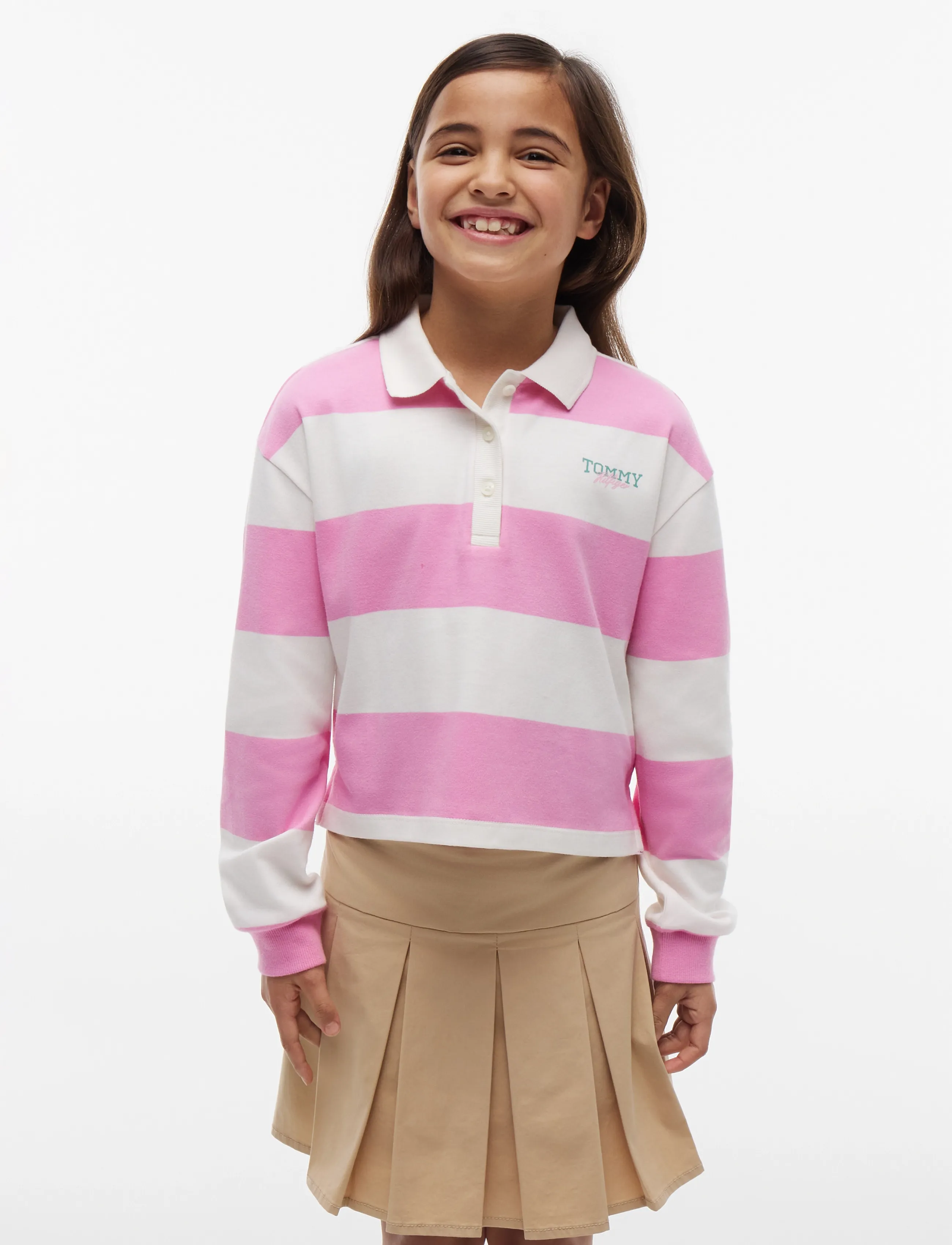 Tommy Hilfiger Rugby Stripe Polo Ls, 42, Pink, Polo Skjorter > Langærmede Polo Shirts, Børn