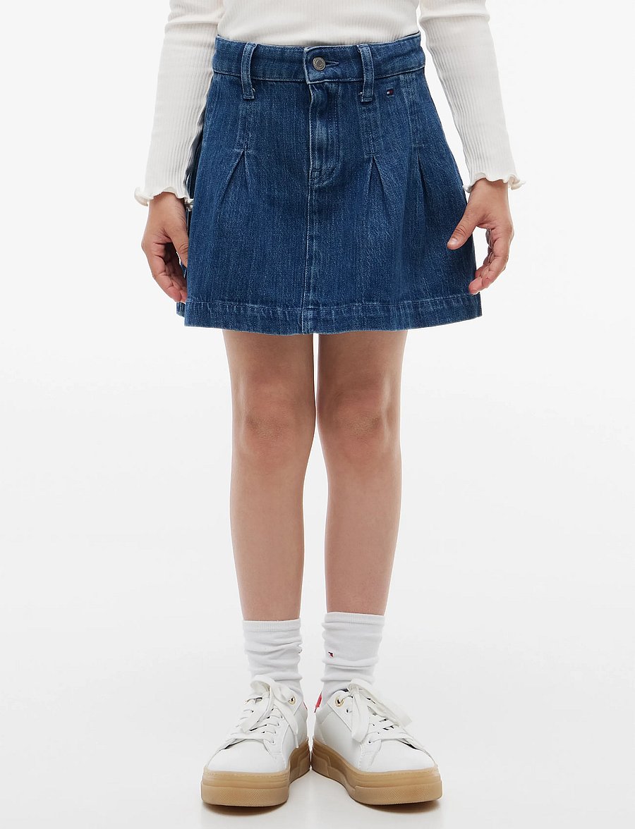Tommy Hilfiger - DENIM PLEATED SKIRT - jeanskjolar - mediumused - 0