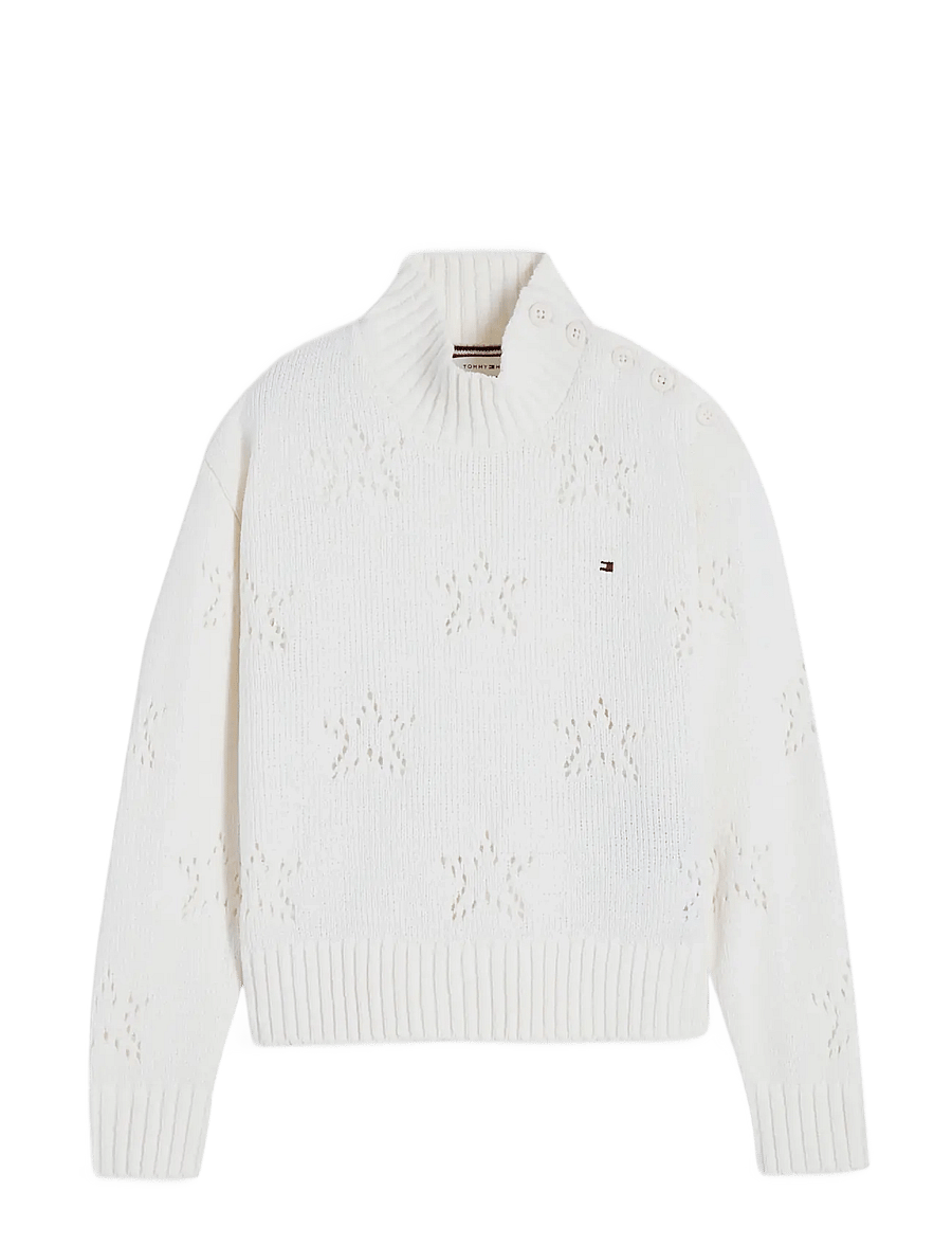 Tommy Hilfiger - CHENILLE HIGH-NK SWEATER - stickade tröjor - ivory petal - 1