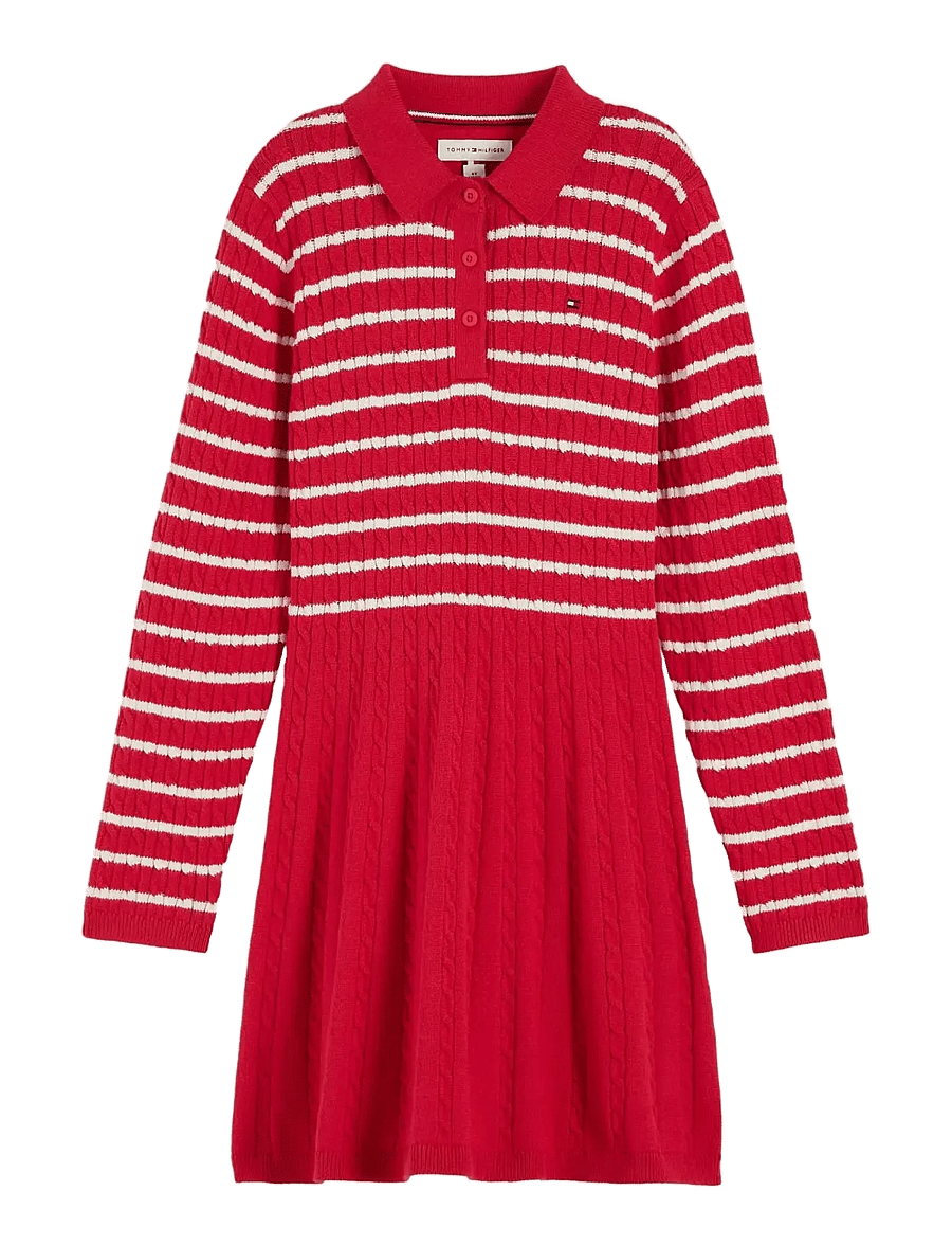 Tommy Hilfiger - CABLE SWEATER DRESS - langärmelige babykleider - red - 1