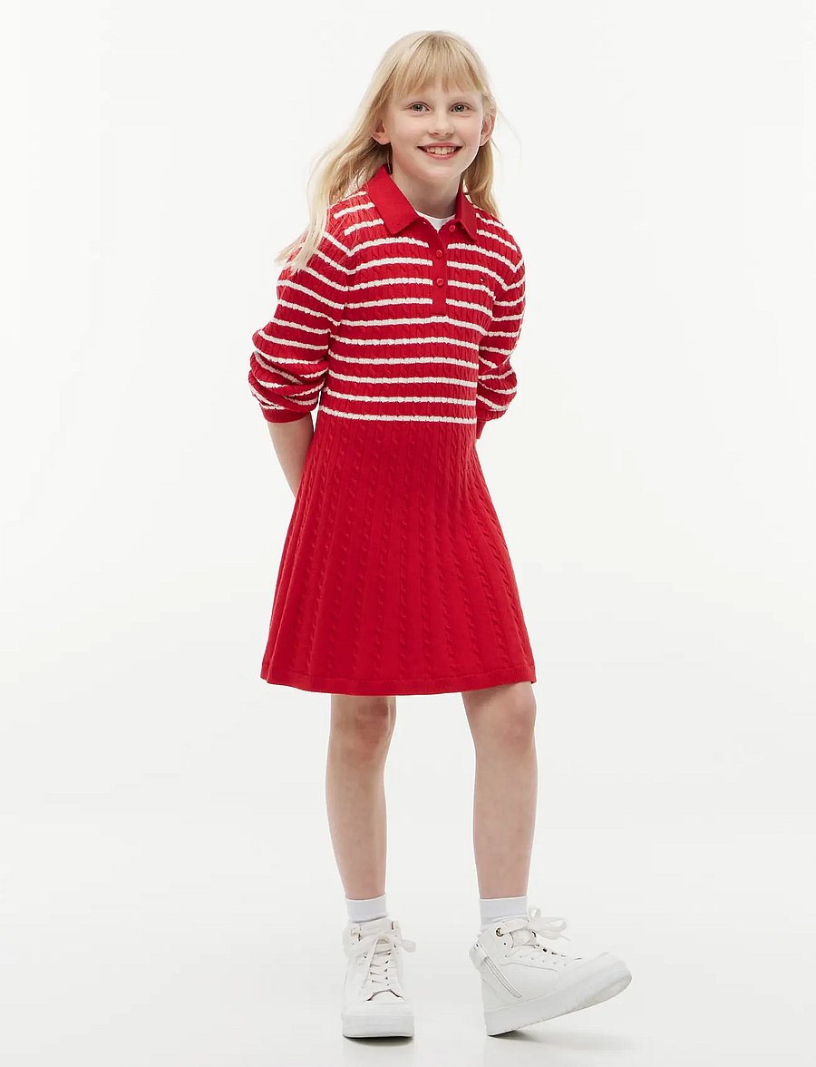 Tommy Hilfiger - CABLE SWEATER DRESS - langärmelige babykleider - red - 0