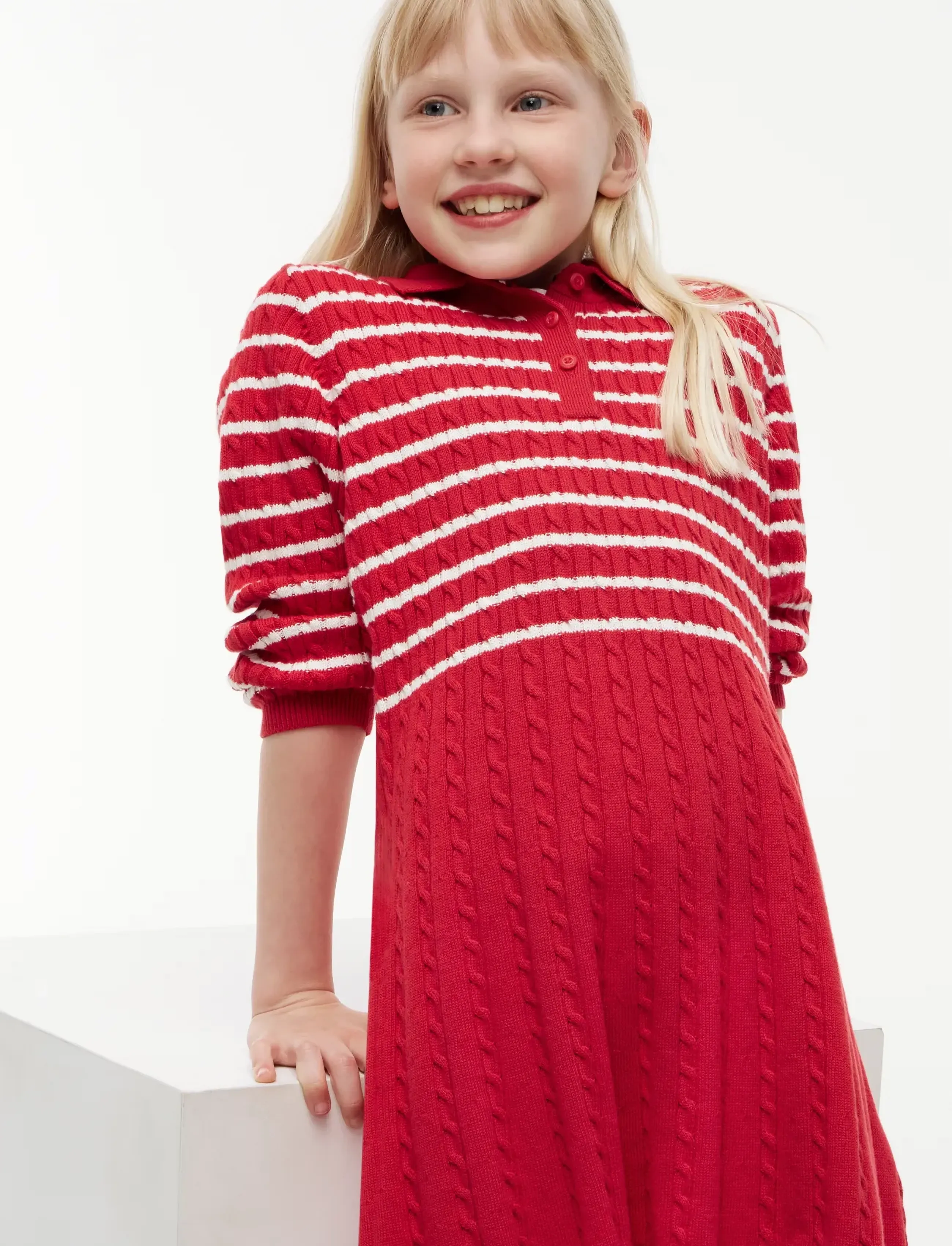 Tommy Hilfiger - CABLE SWEATER DRESS - langärmelige babykleider - red - 2