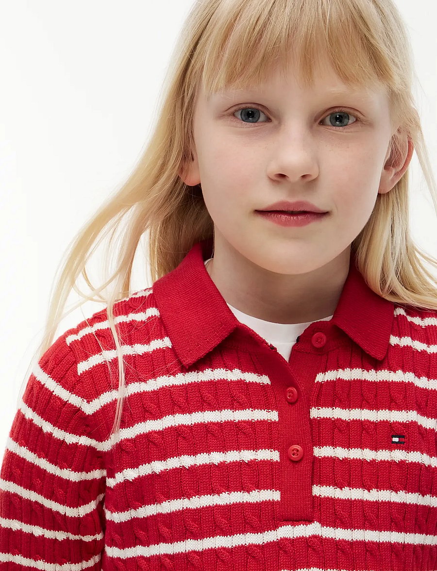 Tommy Hilfiger - CABLE SWEATER DRESS - langärmelige babykleider - red - 3