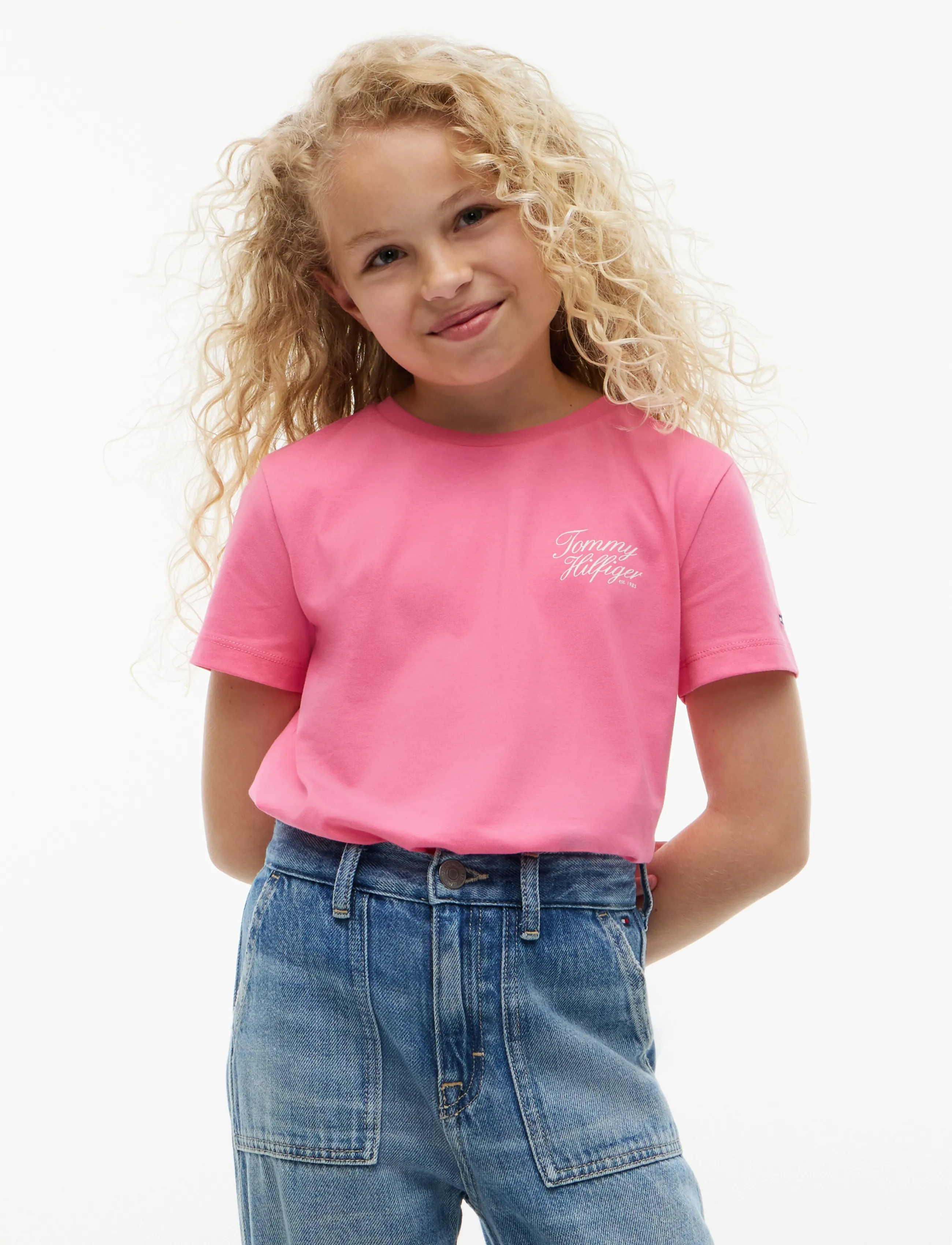 Tommy Hilfiger TOMMY HILFIGER SCRIPT TEE SS - Toppar & T-shirts - EXOTIC PINK / pink/rose