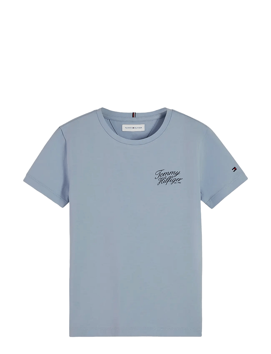 Tommy Hilfiger - TOMMY HILFIGER SCRIPT TEE SS - kortärmade t-shirts - sky blue - 1