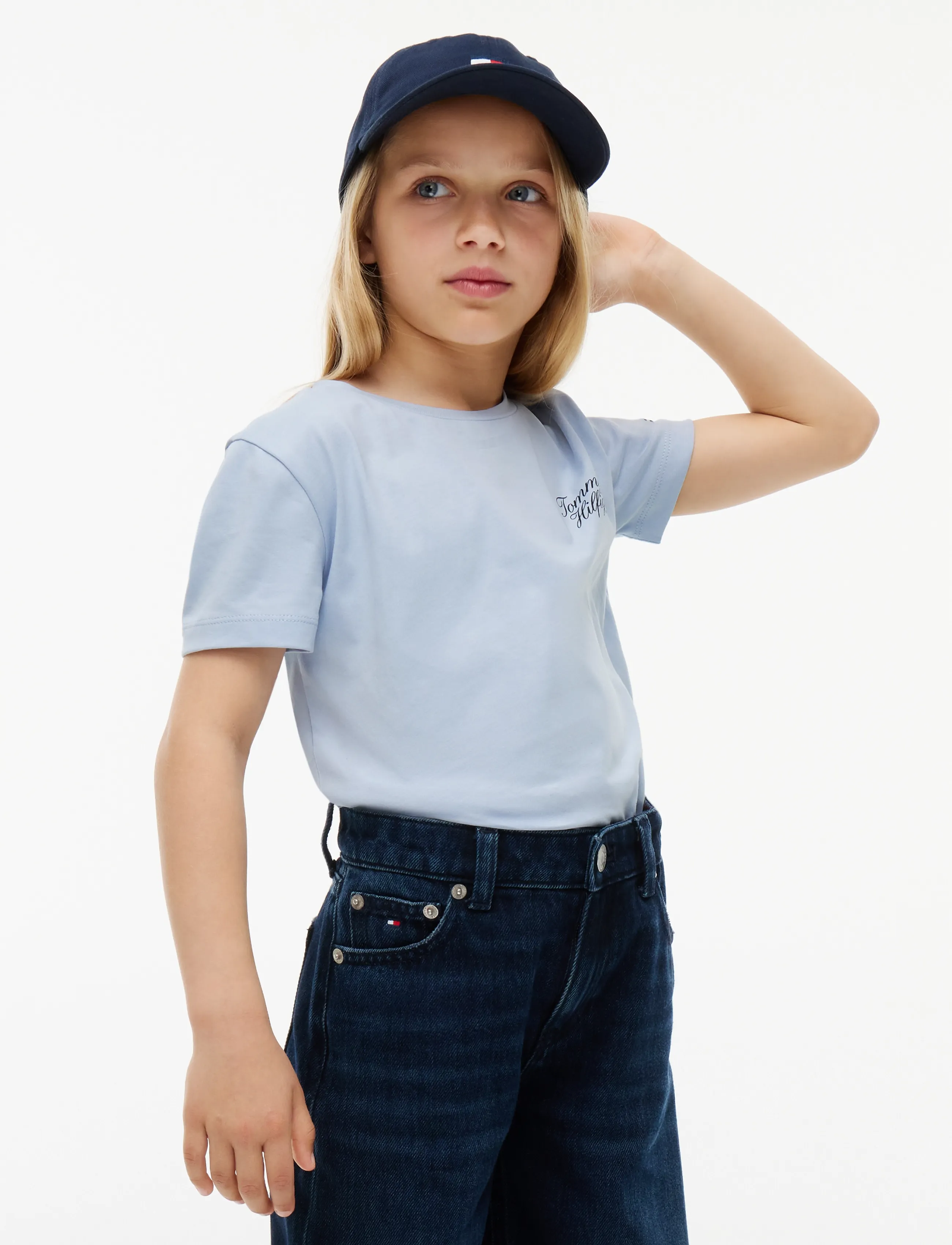 Tommy Hilfiger TOMMY HILFIGER SCRIPT TEE SS - Toppar & T-shirts - SKY BLUE / blue