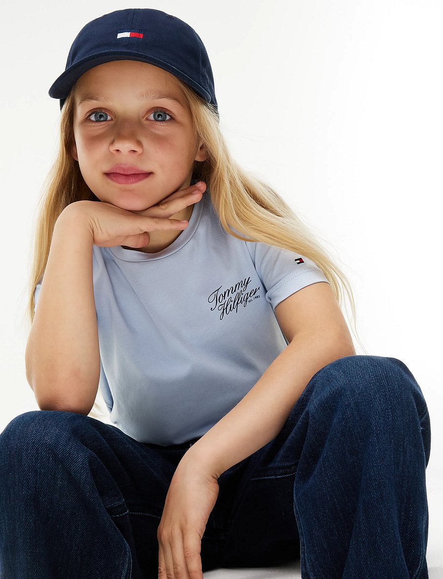 Tommy Hilfiger - TOMMY HILFIGER SCRIPT TEE SS - kortärmade t-shirts - sky blue - 3
