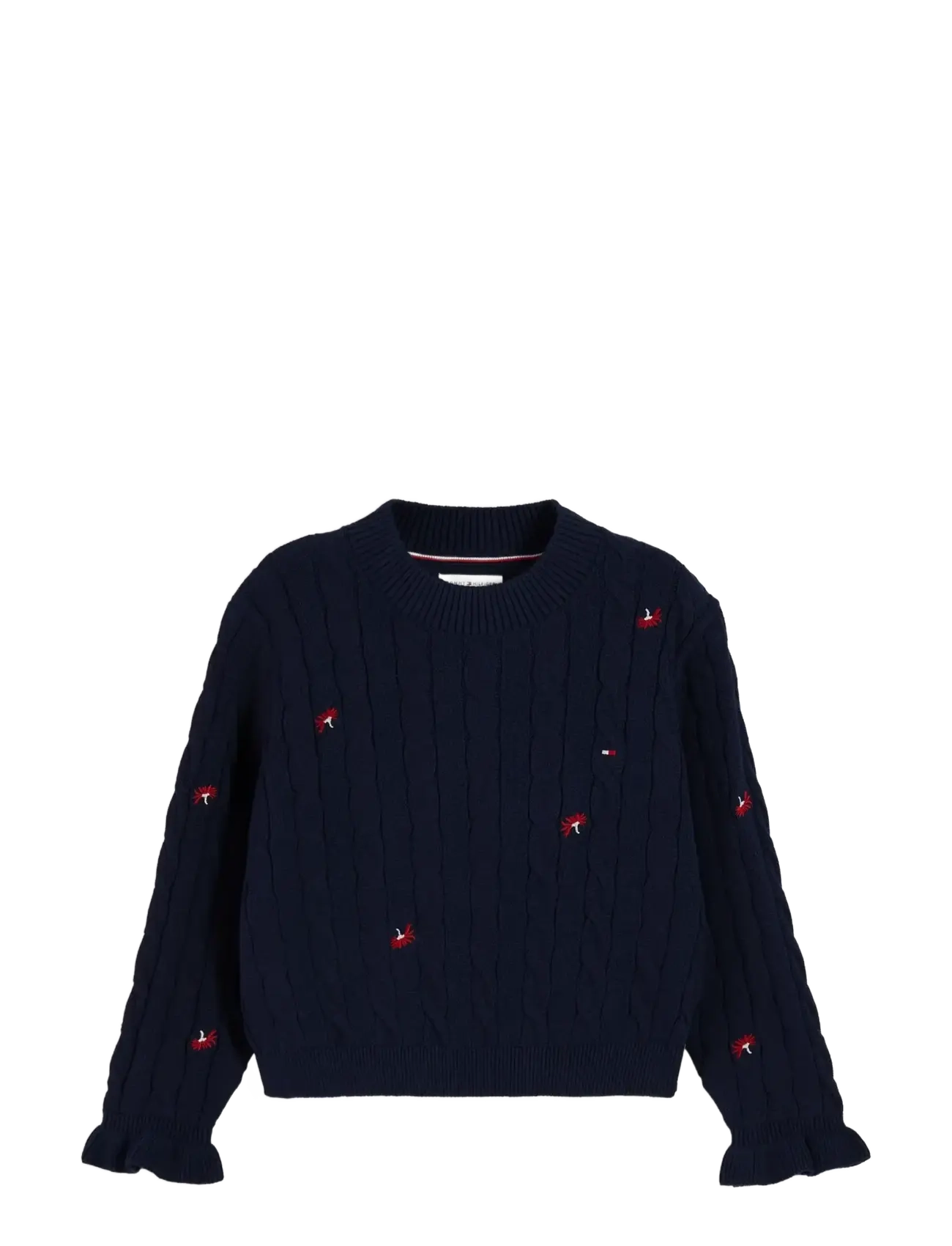 Tommy Hilfiger LG CABLE FLOWER CREW - Kleidung - DARK BLUE / navy