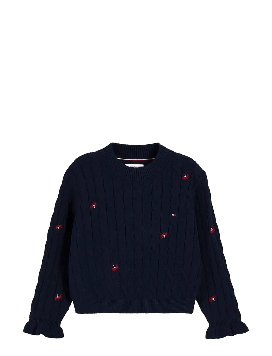Tommy Hilfiger - LG CABLE FLOWER CREW - dark blue - 1