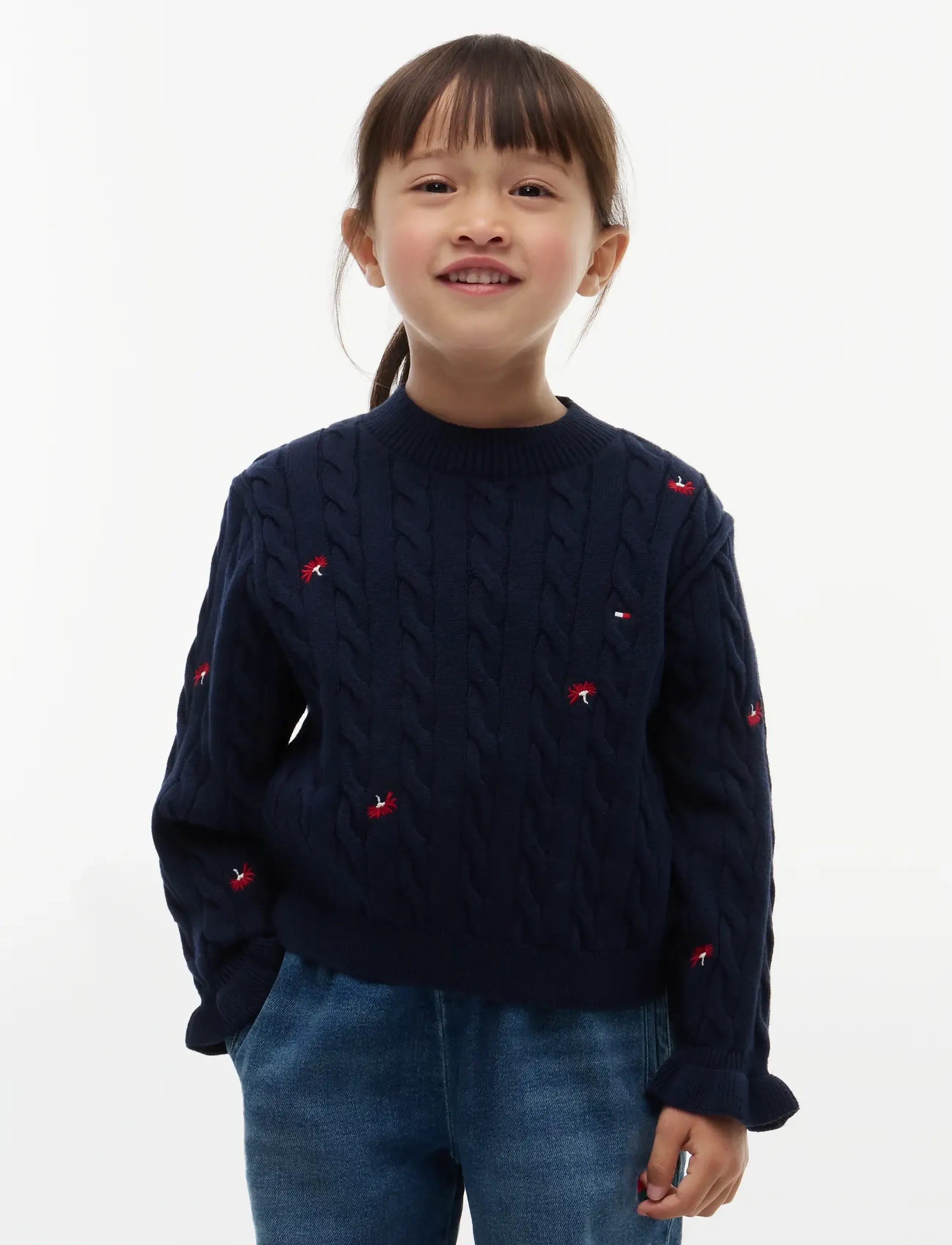 Tommy Hilfiger - LG CABLE FLOWER CREW - dark blue - 0