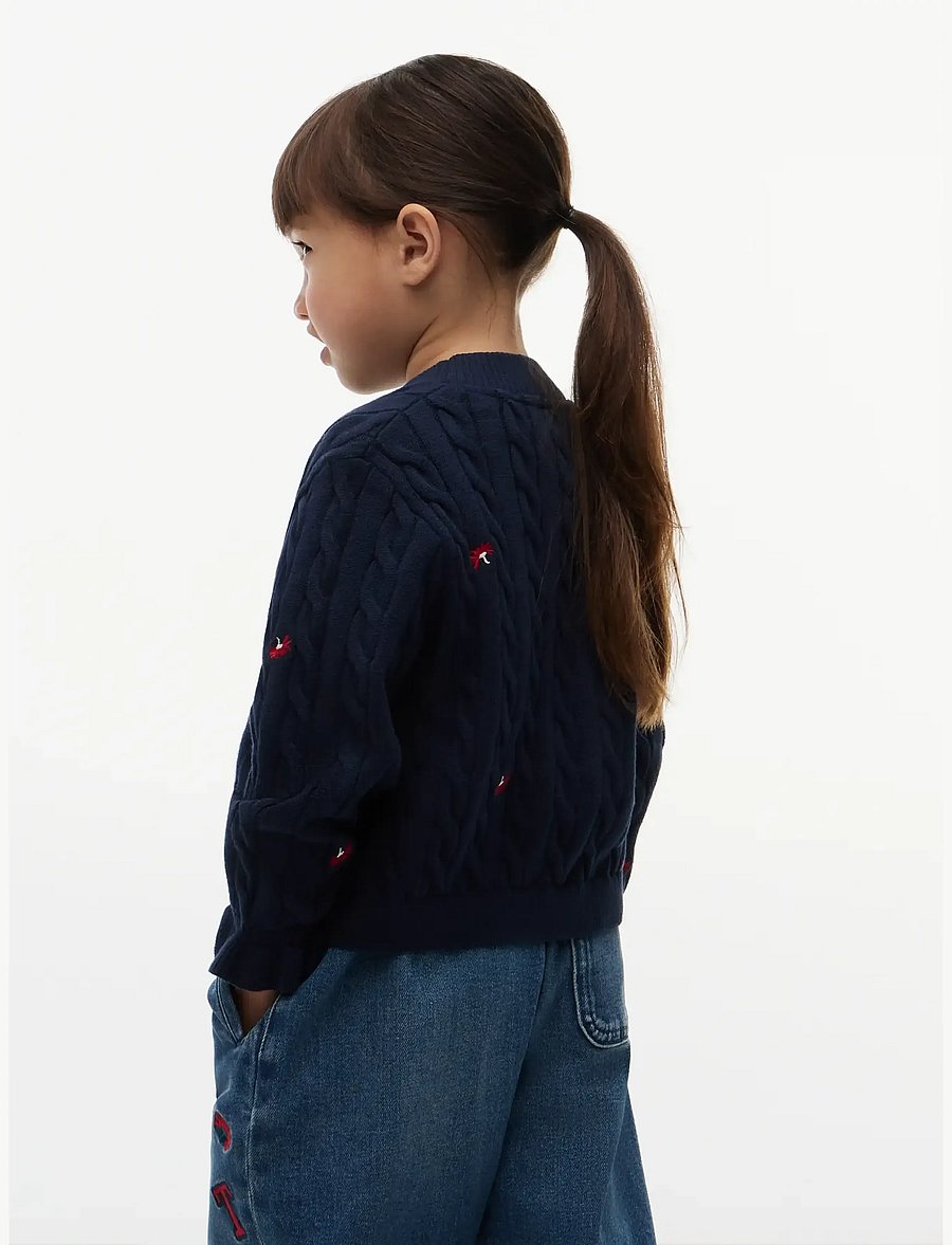 Tommy Hilfiger - LG CABLE FLOWER CREW - dark blue - 2