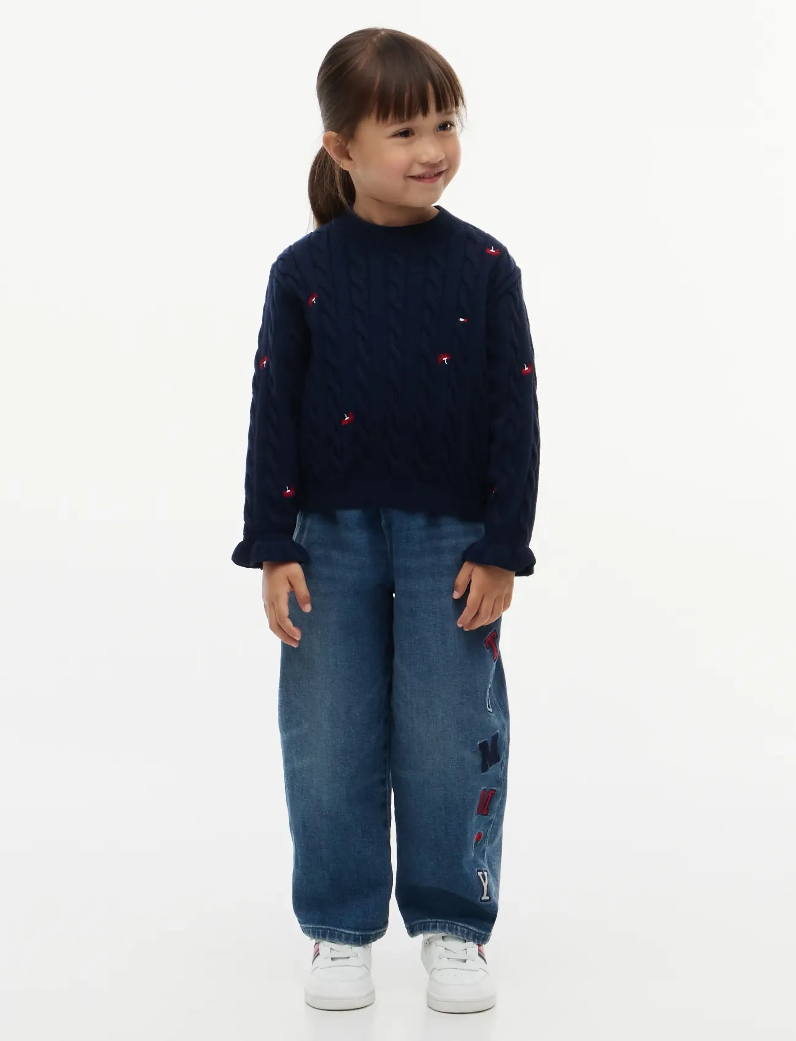 Tommy Hilfiger - LG CABLE FLOWER CREW - dark blue - 4