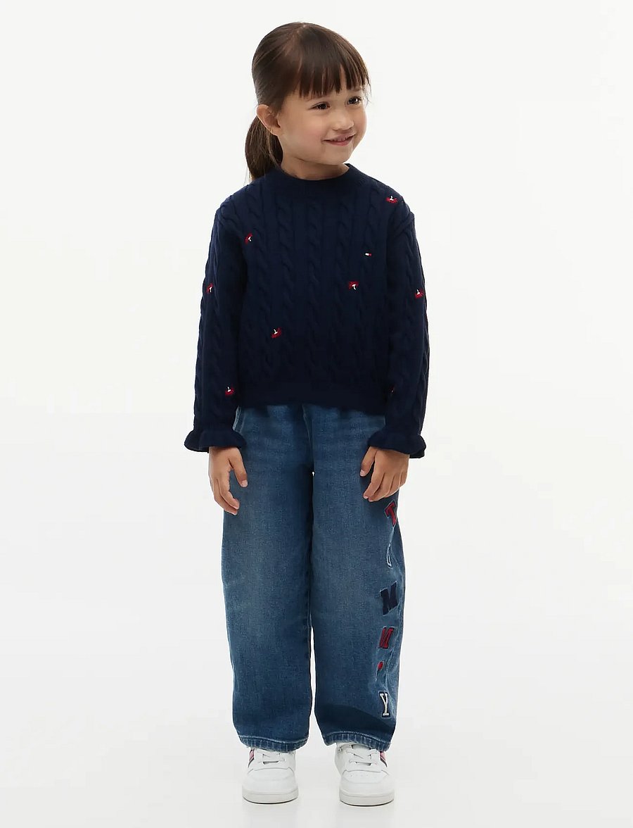 Tommy Hilfiger - LG CABLE FLOWER CREW - dark blue - 4