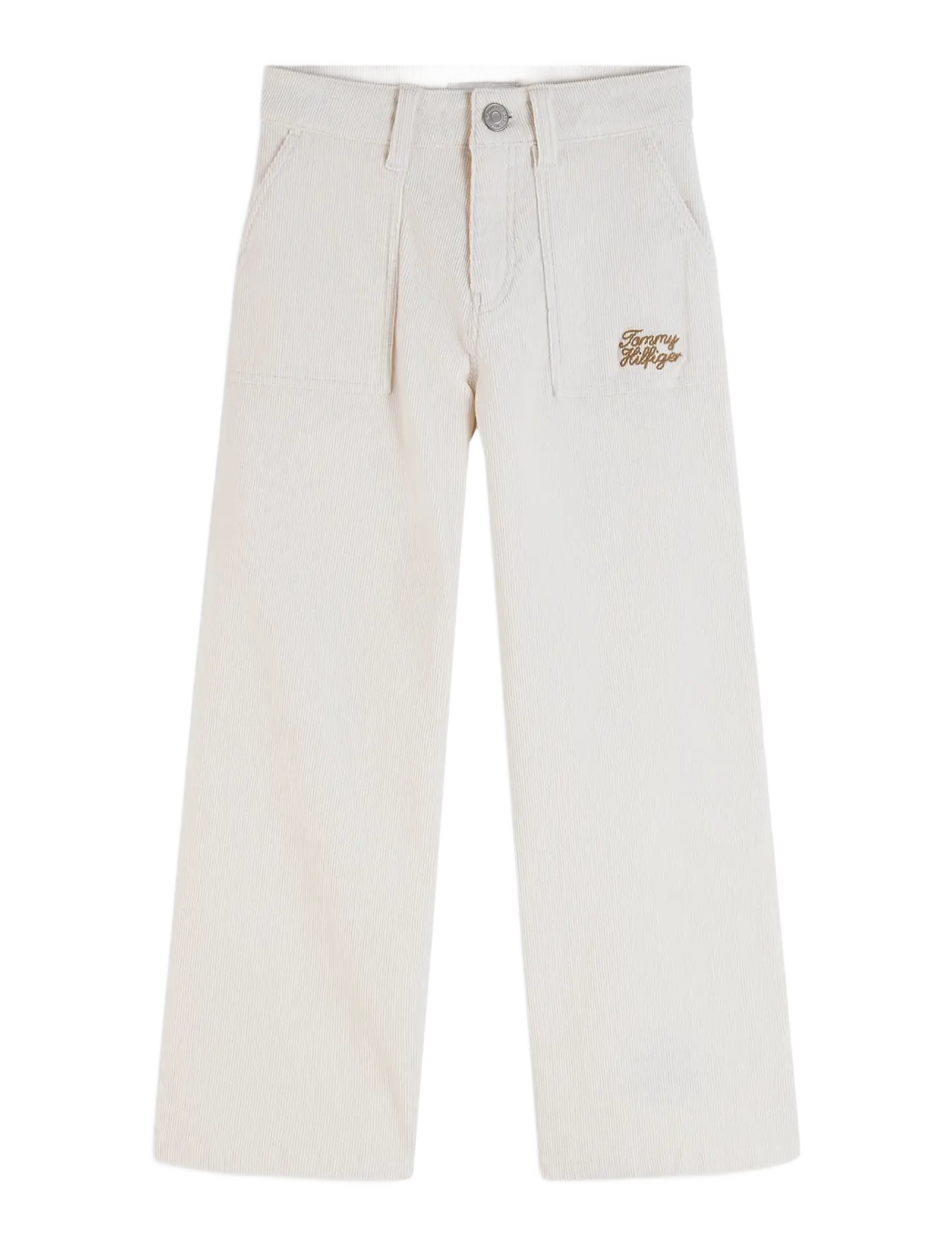 Tommy Hilfiger CORD STRAIGHT PKT PANTS - Teens 140-176 - OFF WHITE / cream