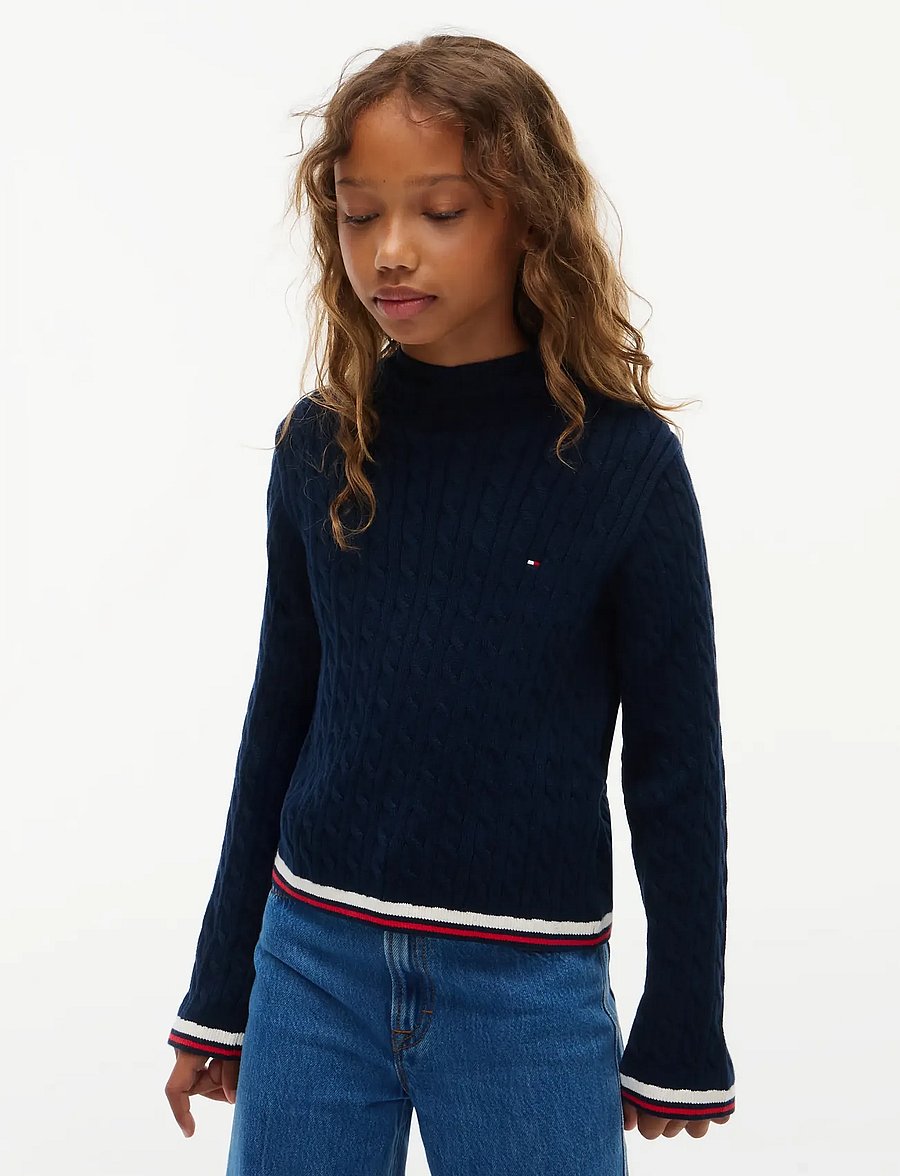Tommy Hilfiger - CABLE MOCK NECK SWEATER - dark blue - 0