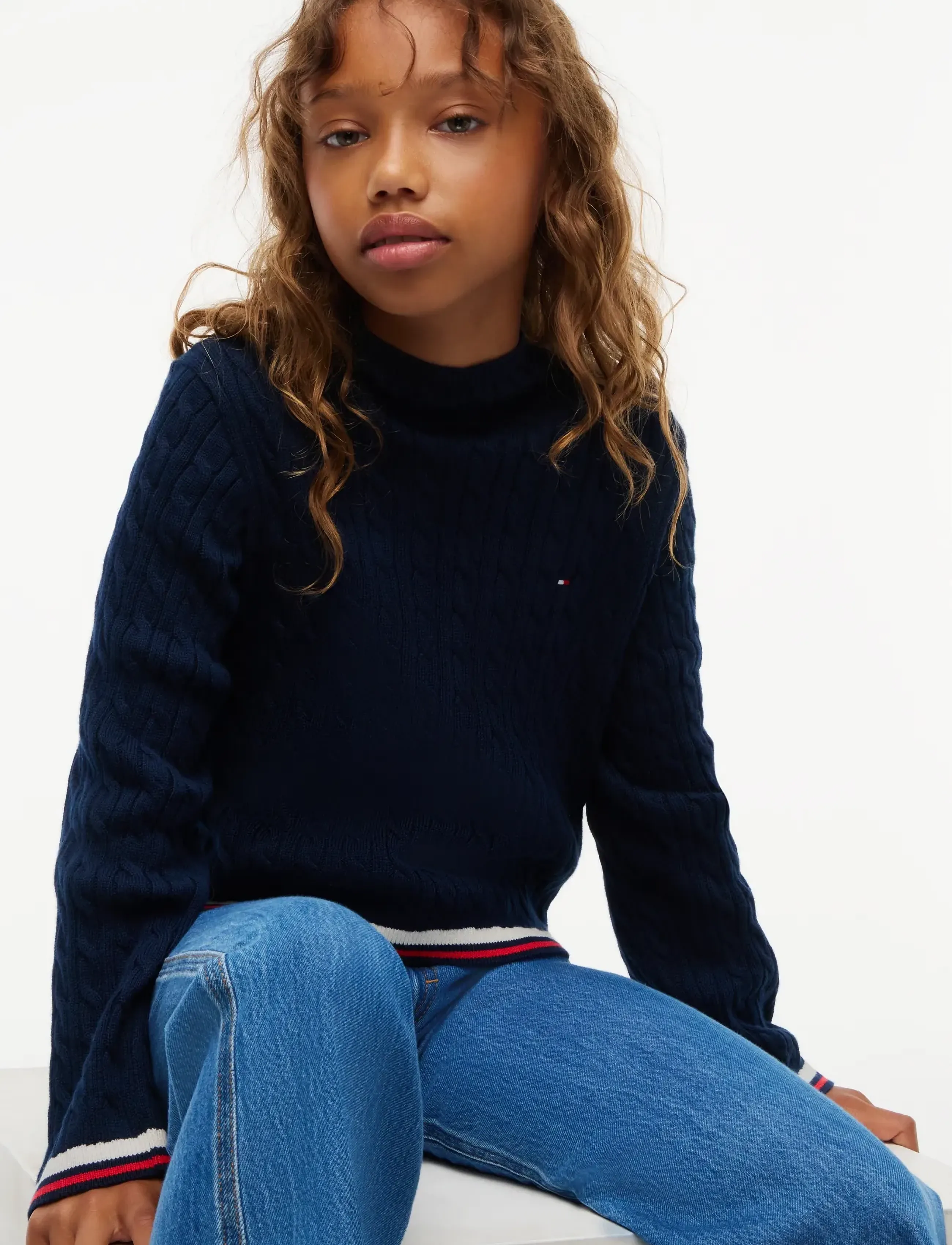 Tommy Hilfiger - CABLE MOCK NECK SWEATER - dark blue - 3