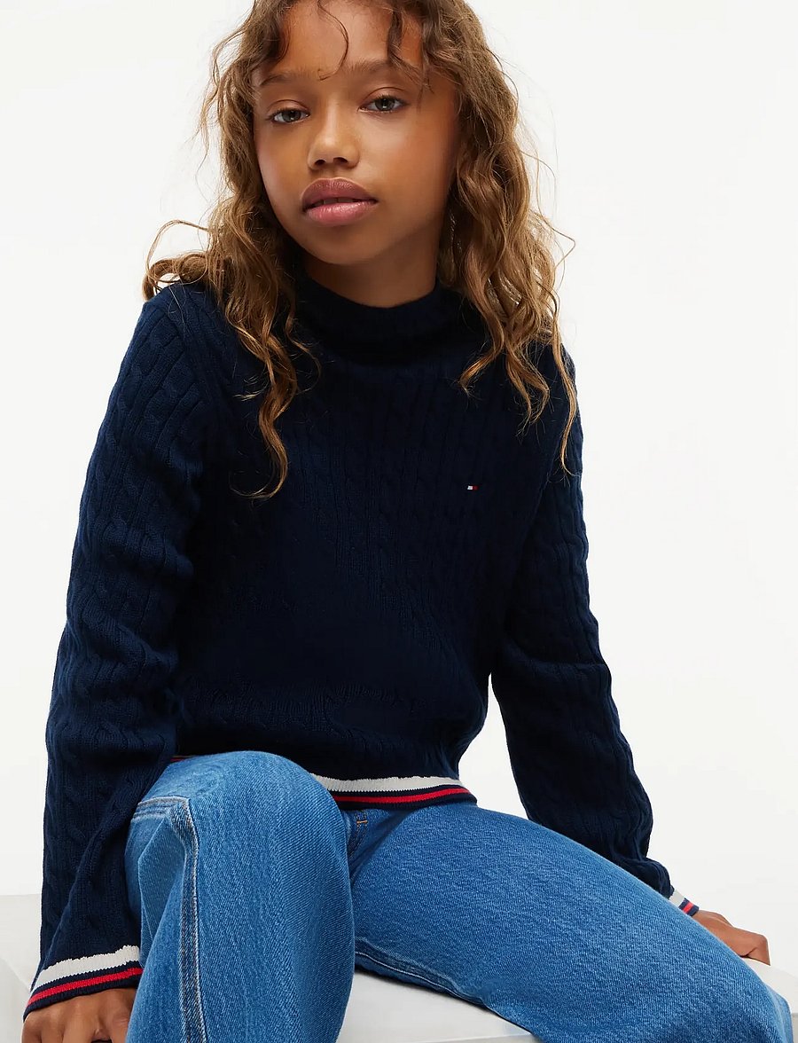 Tommy Hilfiger - CABLE MOCK NECK SWEATER - dark blue - 3