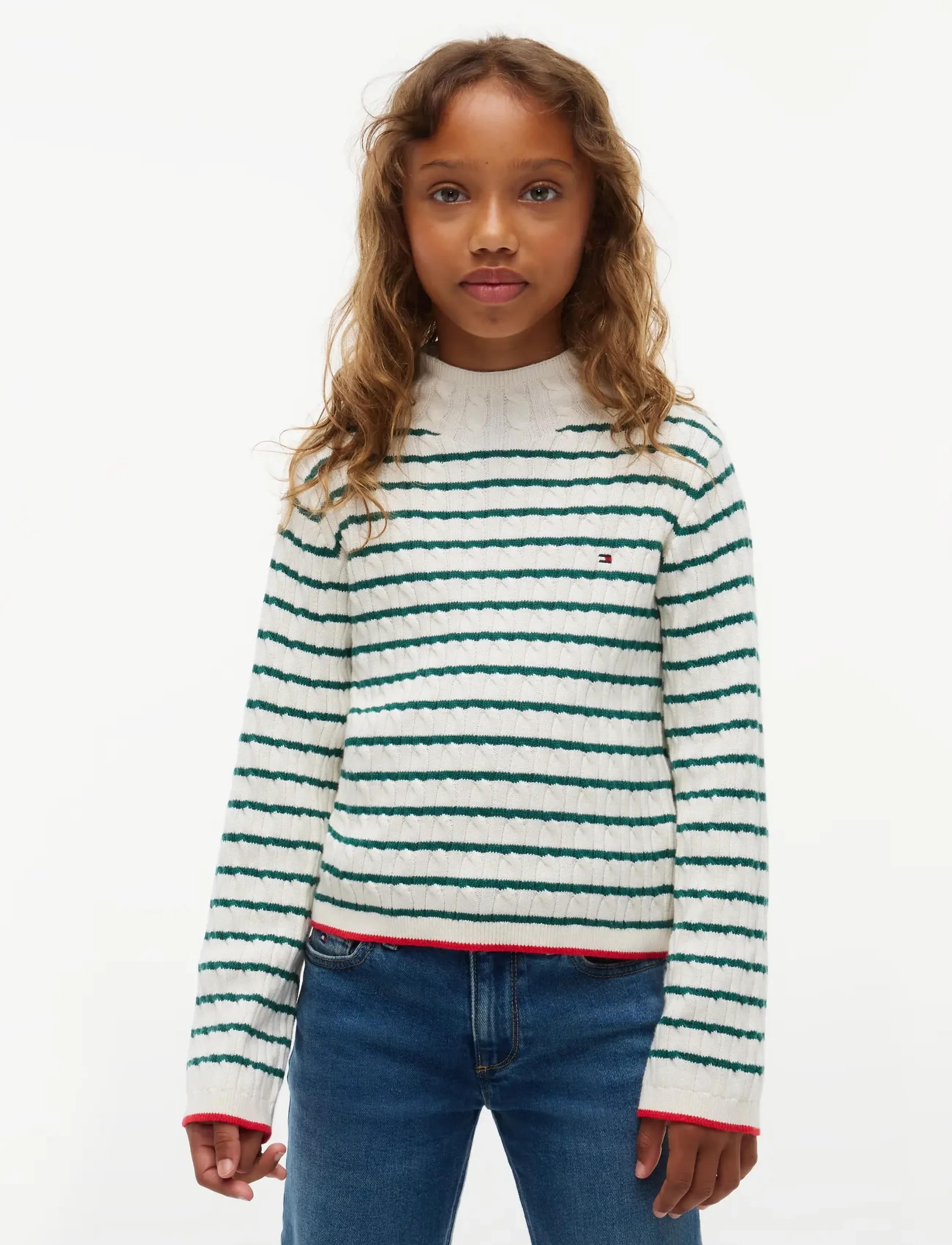 Tommy Hilfiger - CABLE MOCK NECK SWEATER - herbstliche kleidung - rural green stripe - 0